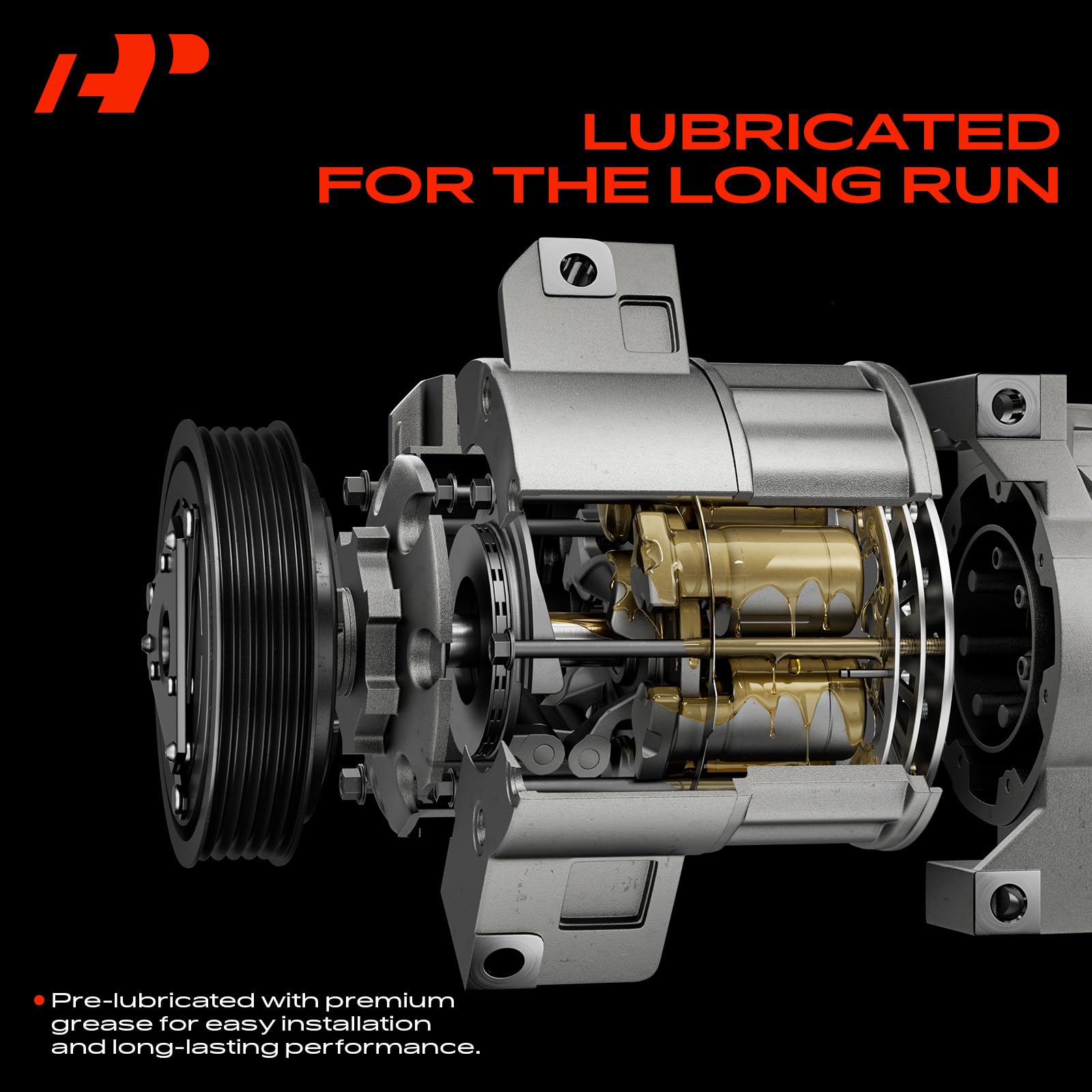 A-Premium compressor installed in engine bay demonstrating direct-fit convenience