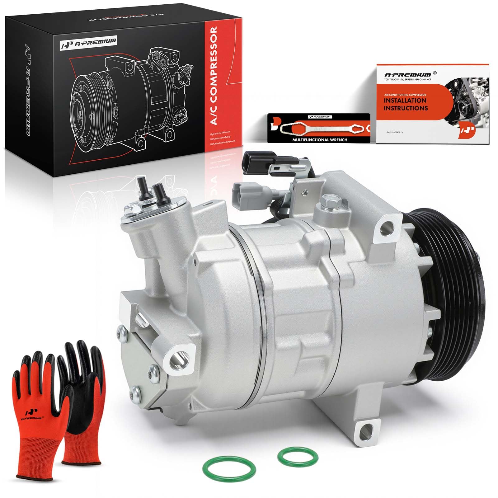A-Premium compressor pictured with car interior showing restored cool cabin comfort
