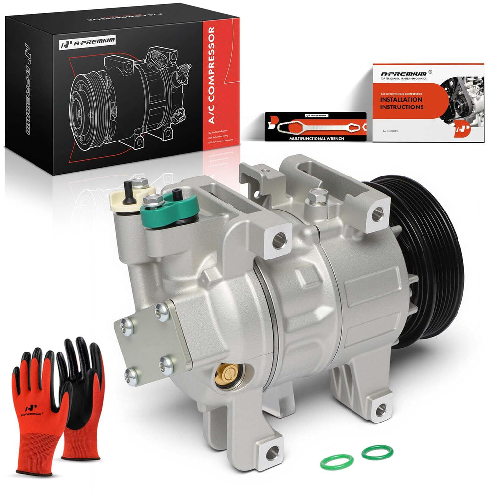 A-Premium compressor on garage bench during install illustrating professional-ready kit