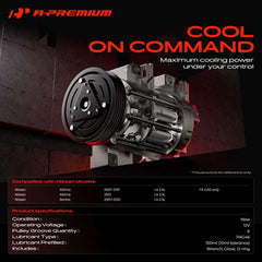 A-Premium compressor side ports visible showing hose connections and easy replacement