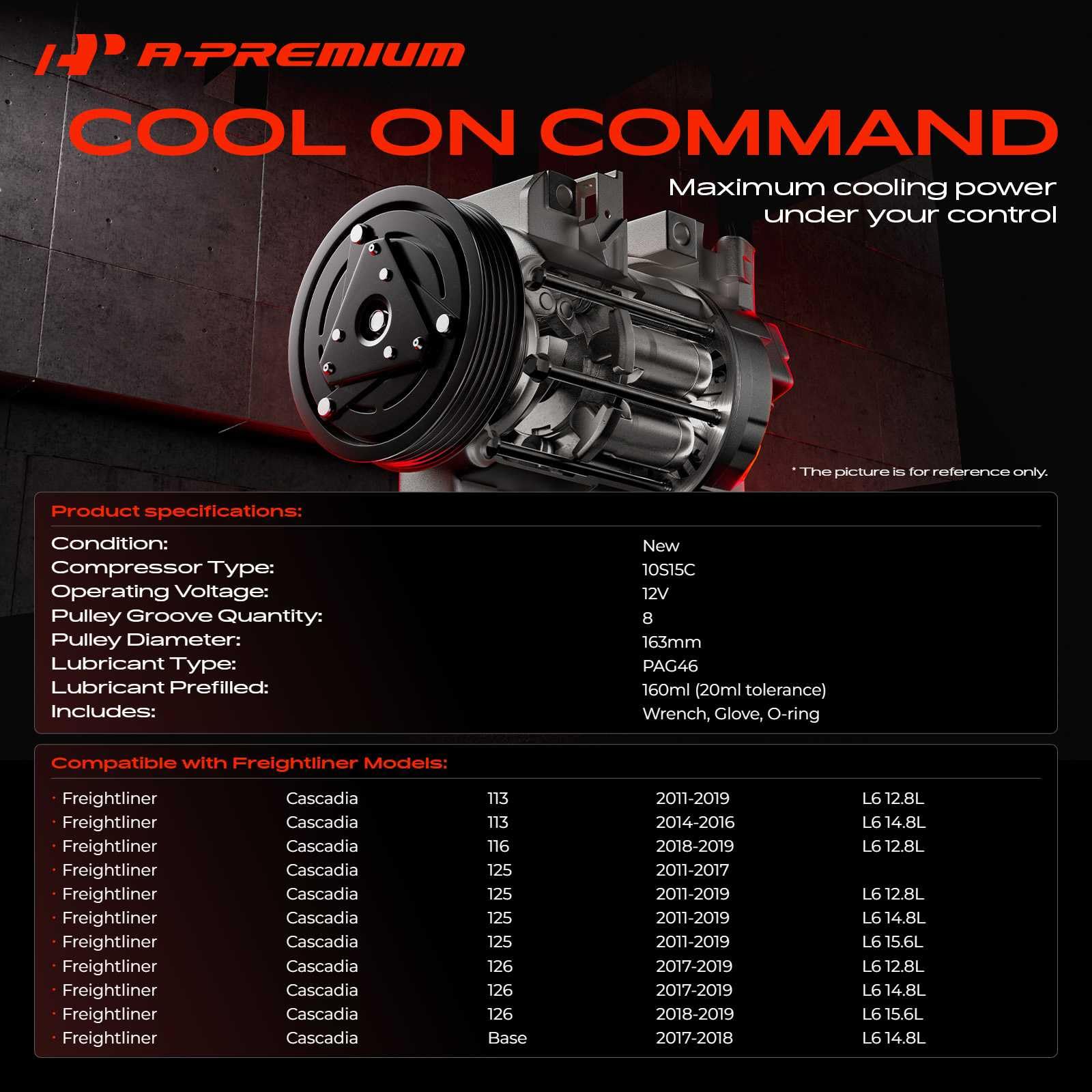 A-Premium compressor side profile illustrating mounting points for installation