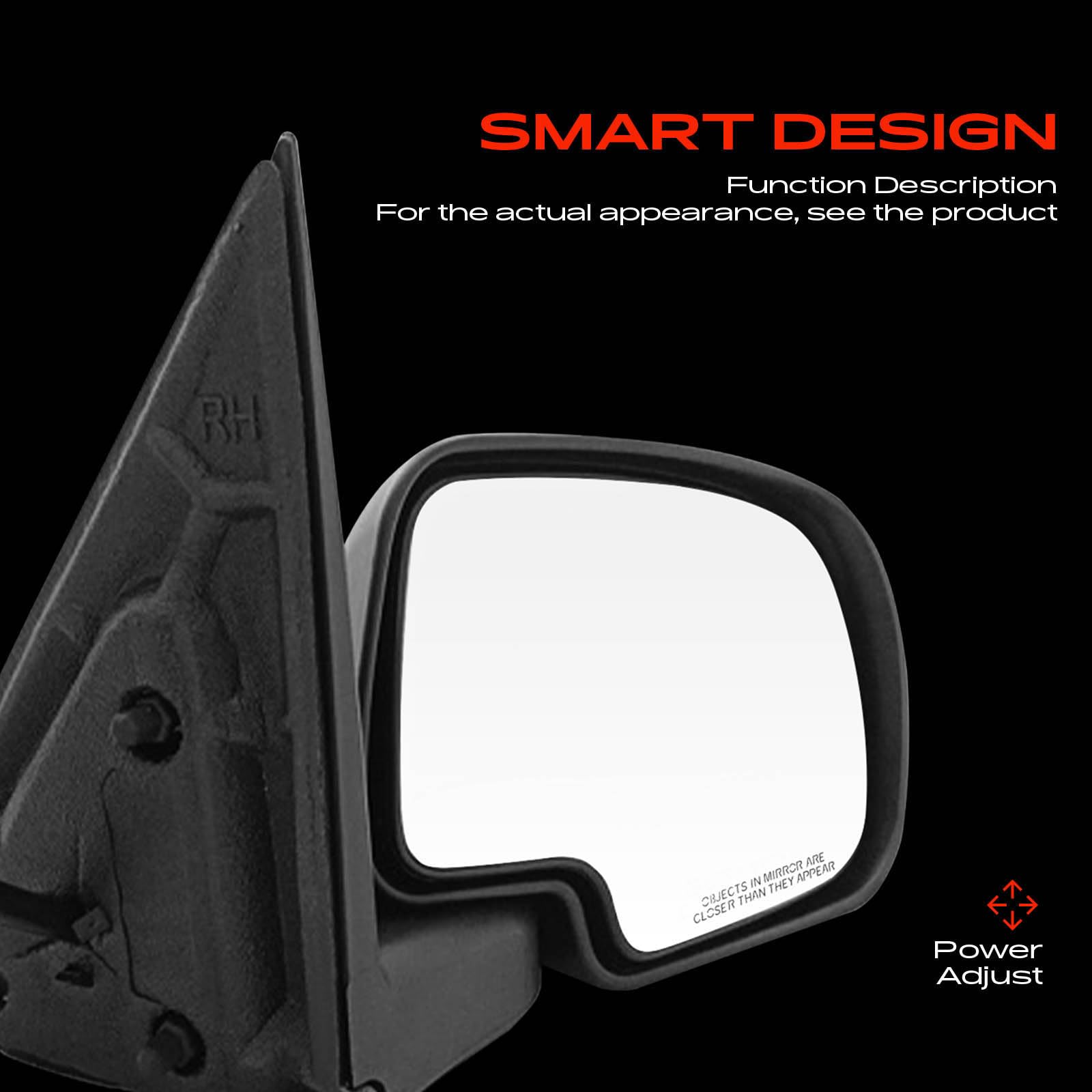A-Premium convex glass detail showing wider field of view for safer driving