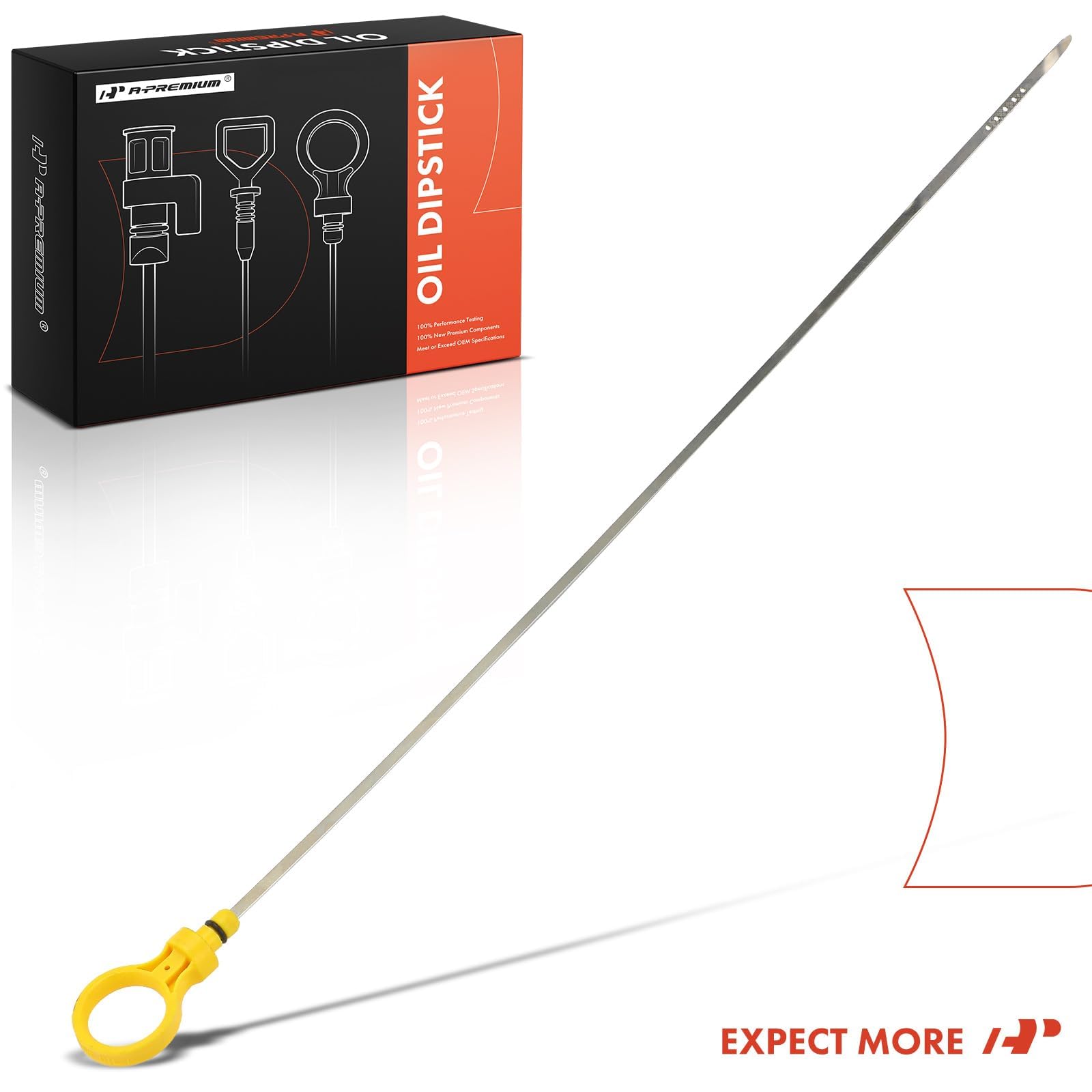A-Premium dipstick on workbench in garage setting showing practical maintenance use