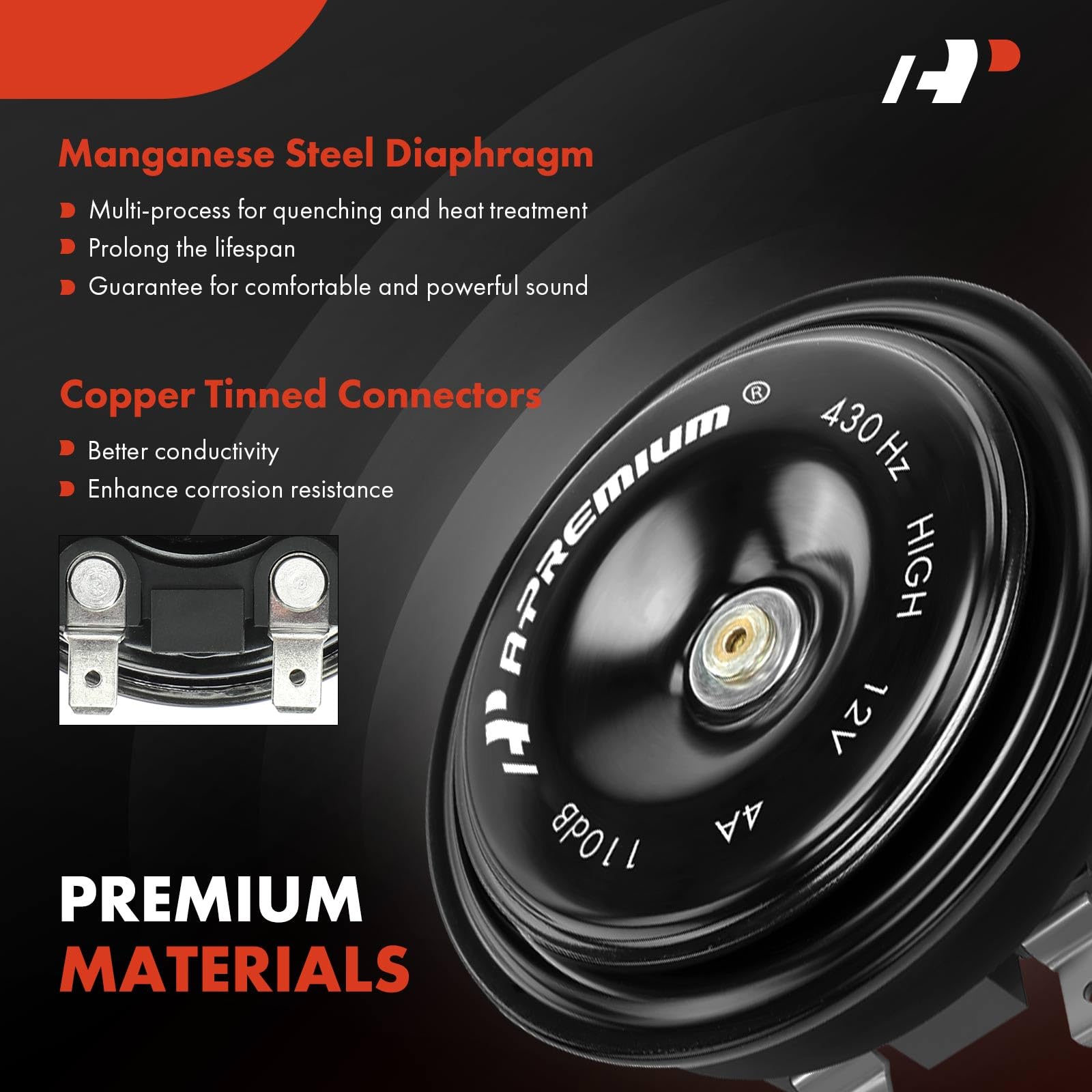 A-Premium disc horn pictured in rain to show weather-resistant housing benefits