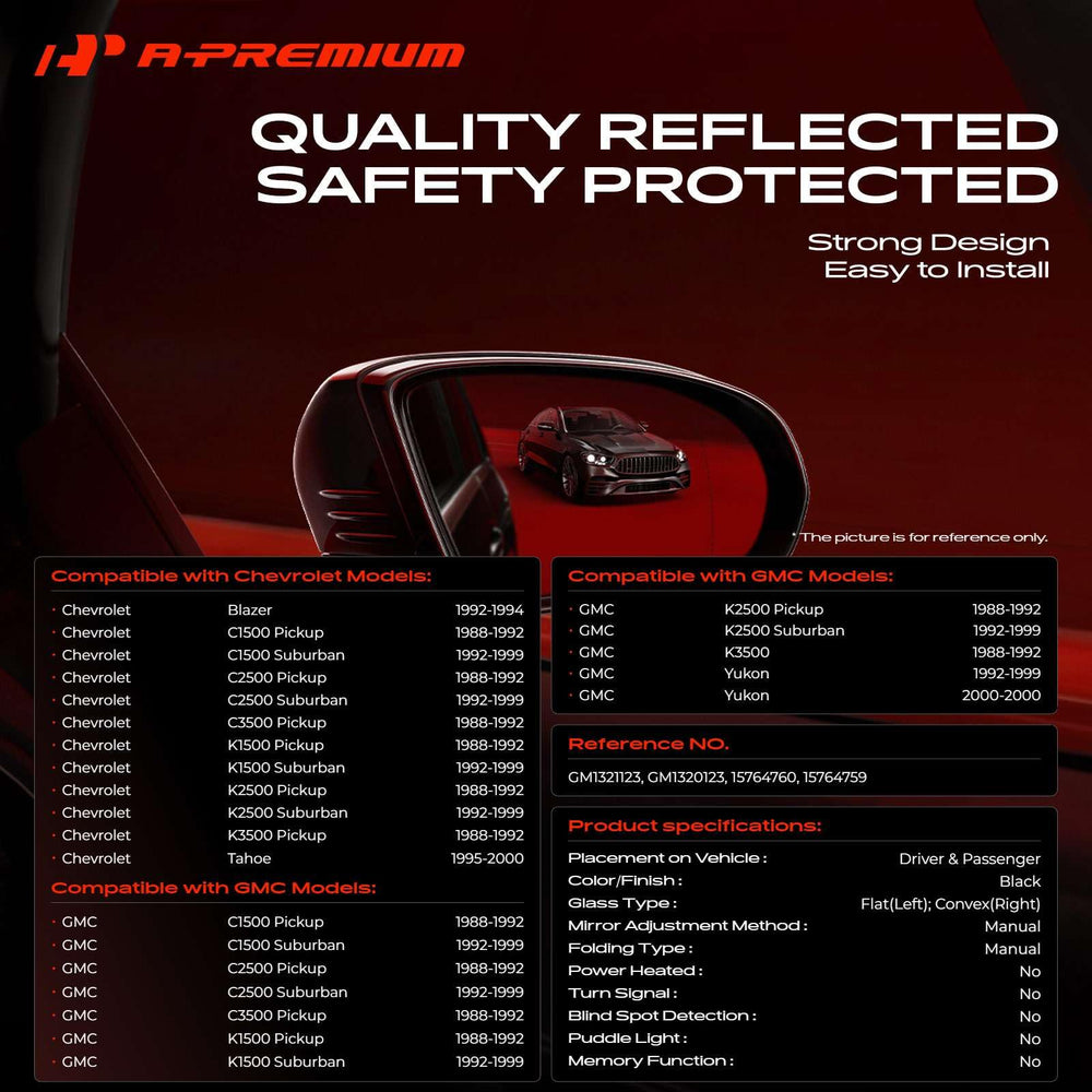 A-Premium driver side flat glass close-up highlighting clear reflection and accuracy