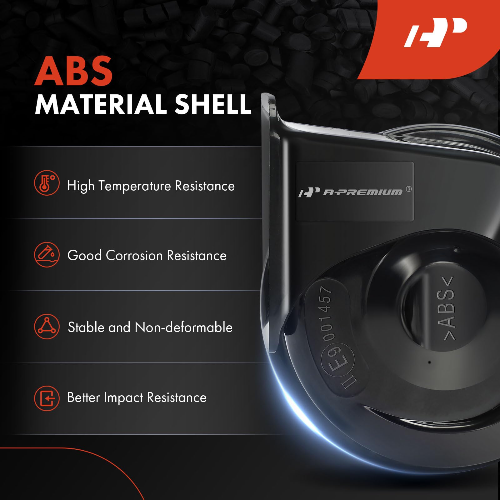 A-Premium horn beside ruler showing 80mm diameter for compact installation