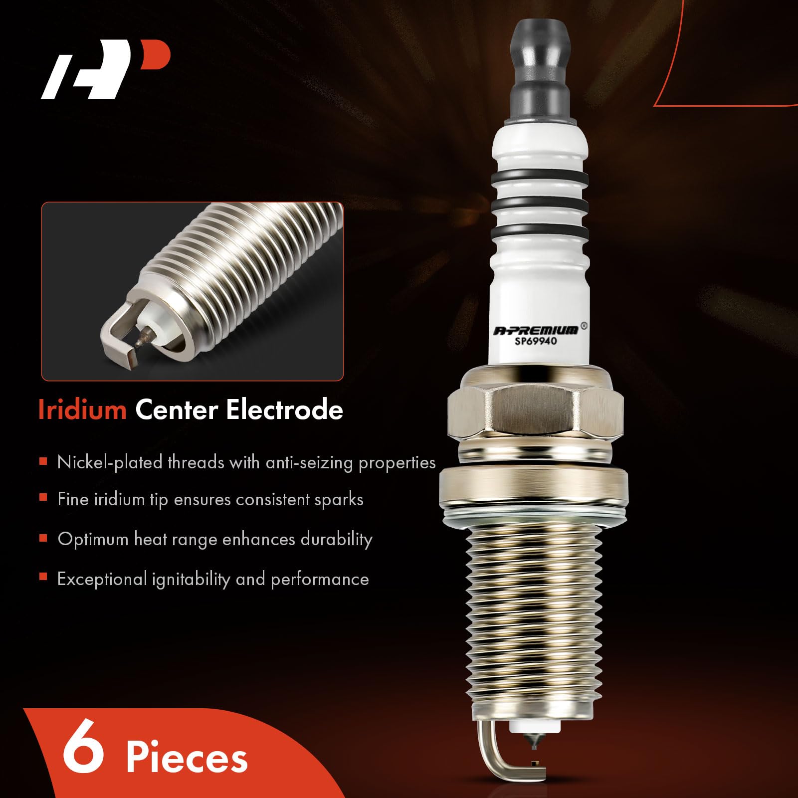 A-Premium electrode detail displaying iridium tip and precise gap benefit
