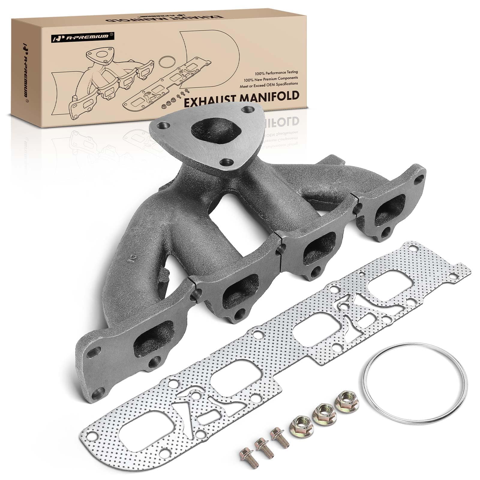 A-Premium exhaust manifold front view showing fitment and durability benefit