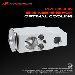 A-Premium expansion valve connection ports close-up for easy hose identification