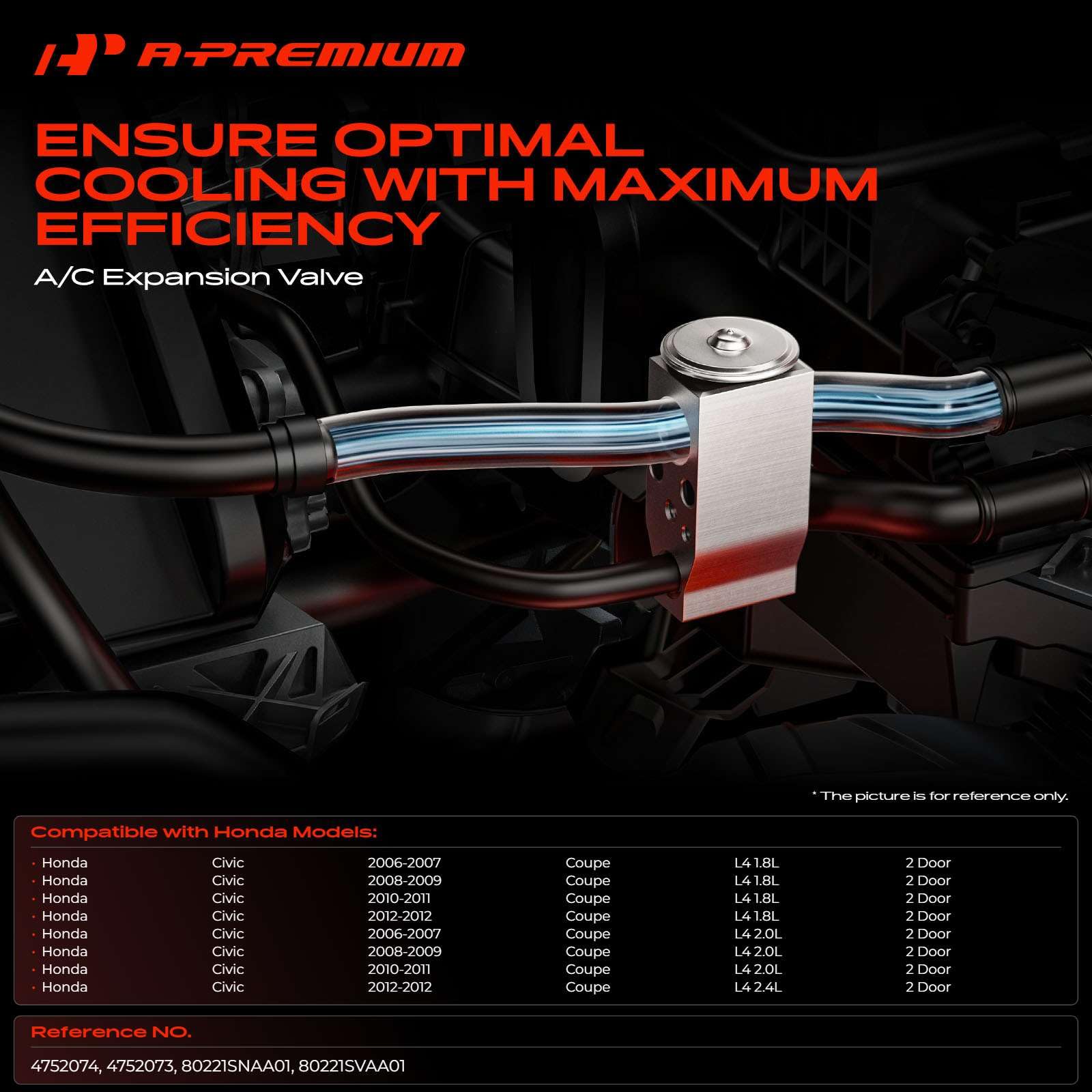 A-Premium expansion valve side profile highlighting durable aluminum construction