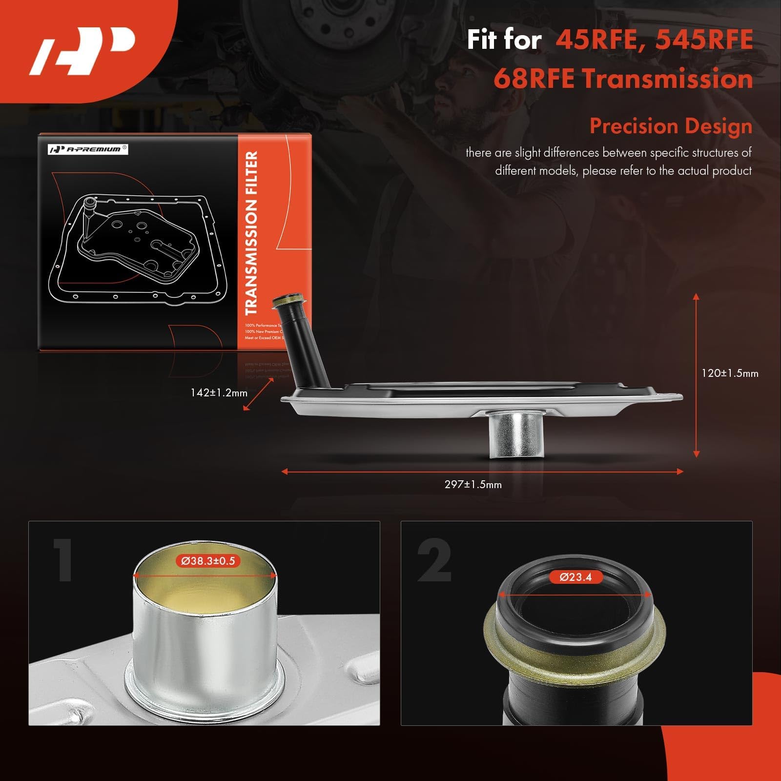 A-Premium filter installed in transmission pan illustrating correct fit