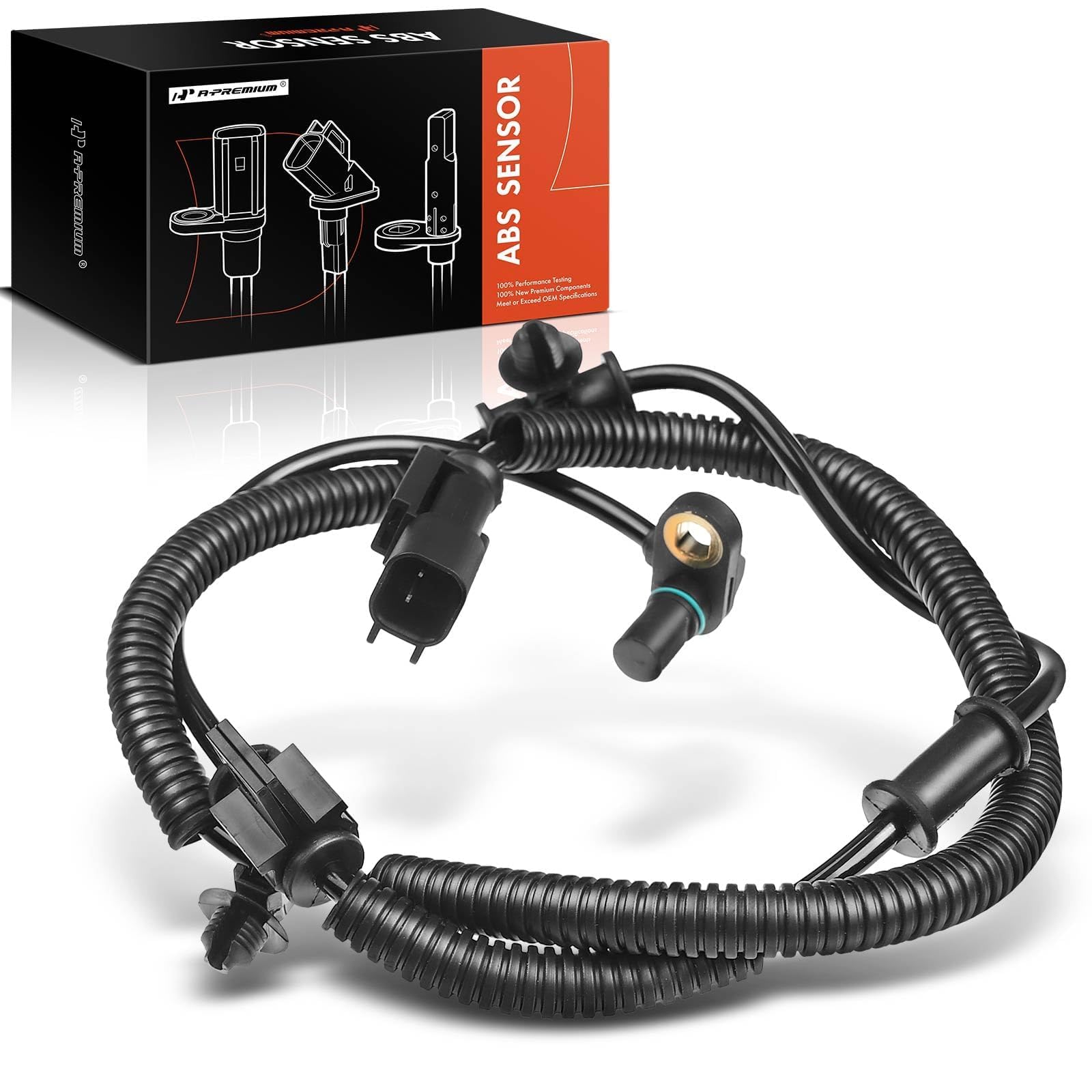 A-Premium front ABS sensor front view showing robust housing and fit