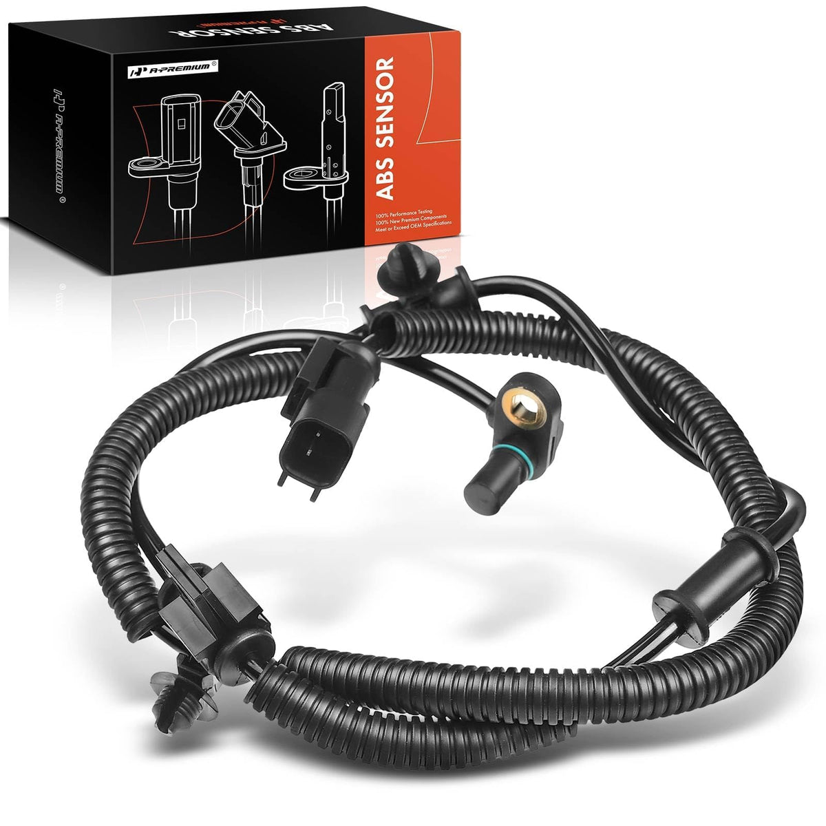 A-Premium front ABS sensor front view showing robust housing and fit