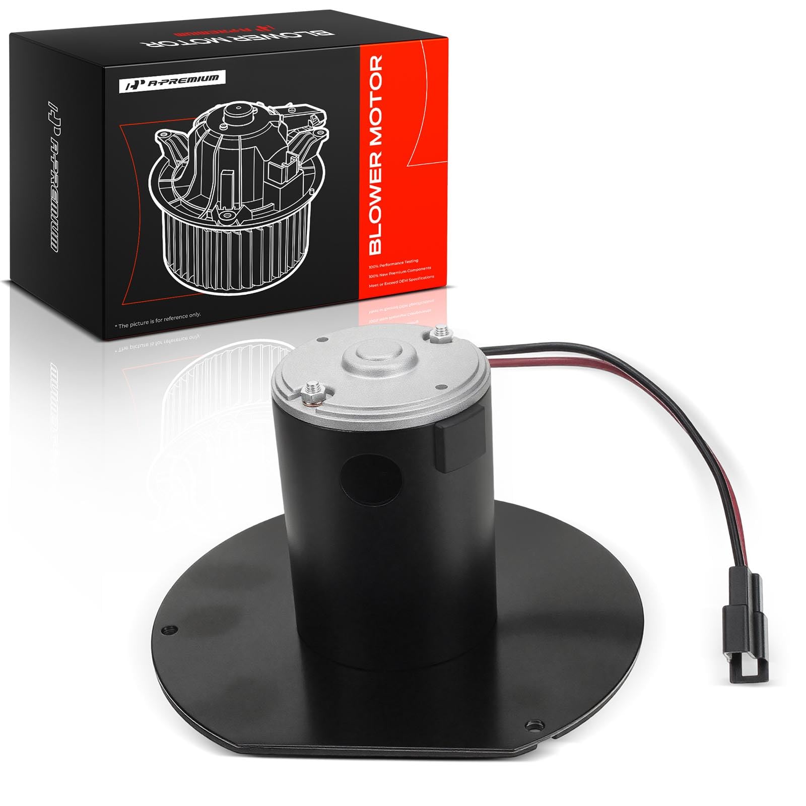 A-Premium front view of blower motor showing compact housing and reliable fit