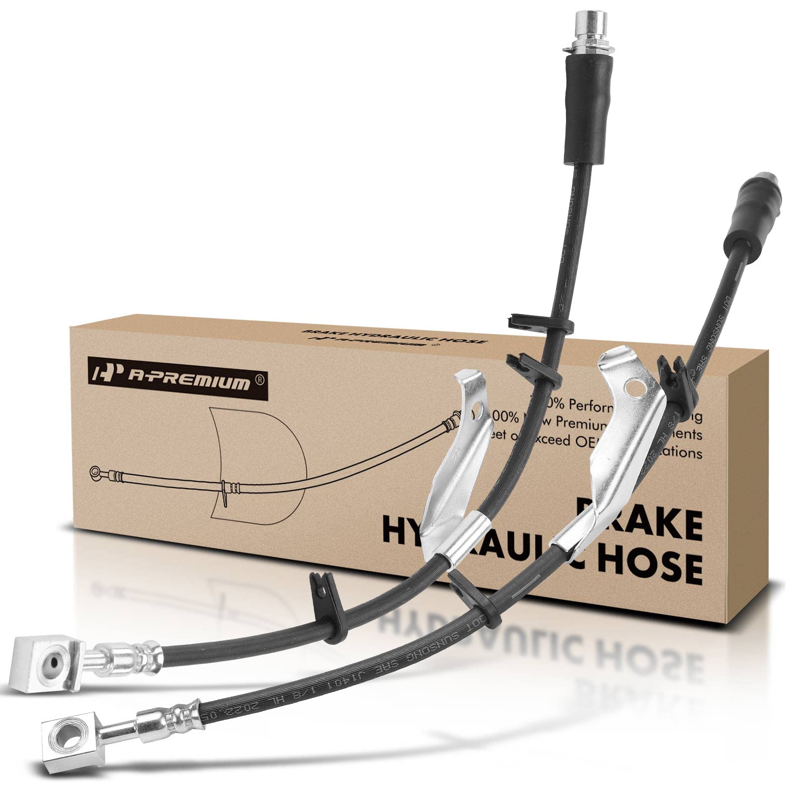 A-Premium front brake hose front view showing fitment and shape for easy replacement