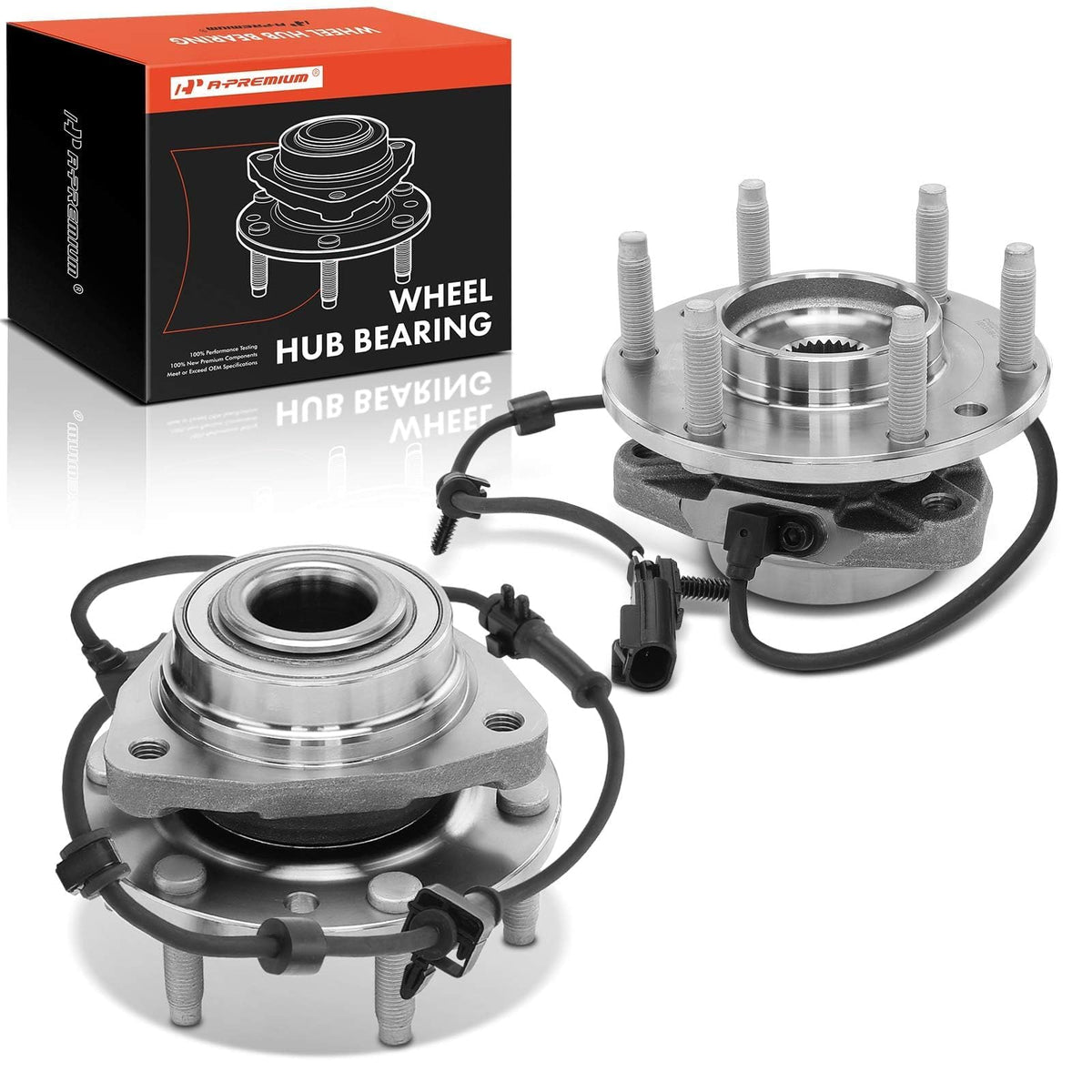 A-Premium front hub assembly pair in packaging, shows ready-to-install parts and convenience