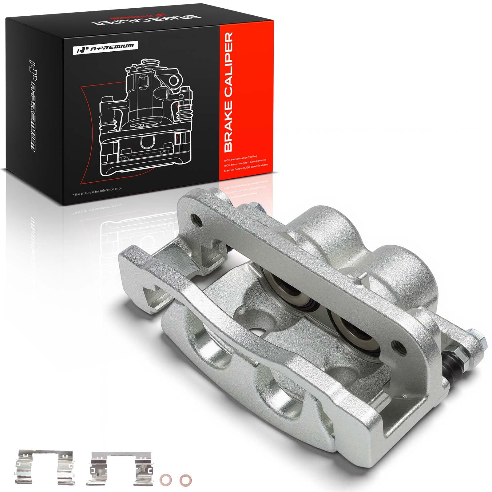 A-Premium front left caliper front view showing fit and finish benefit