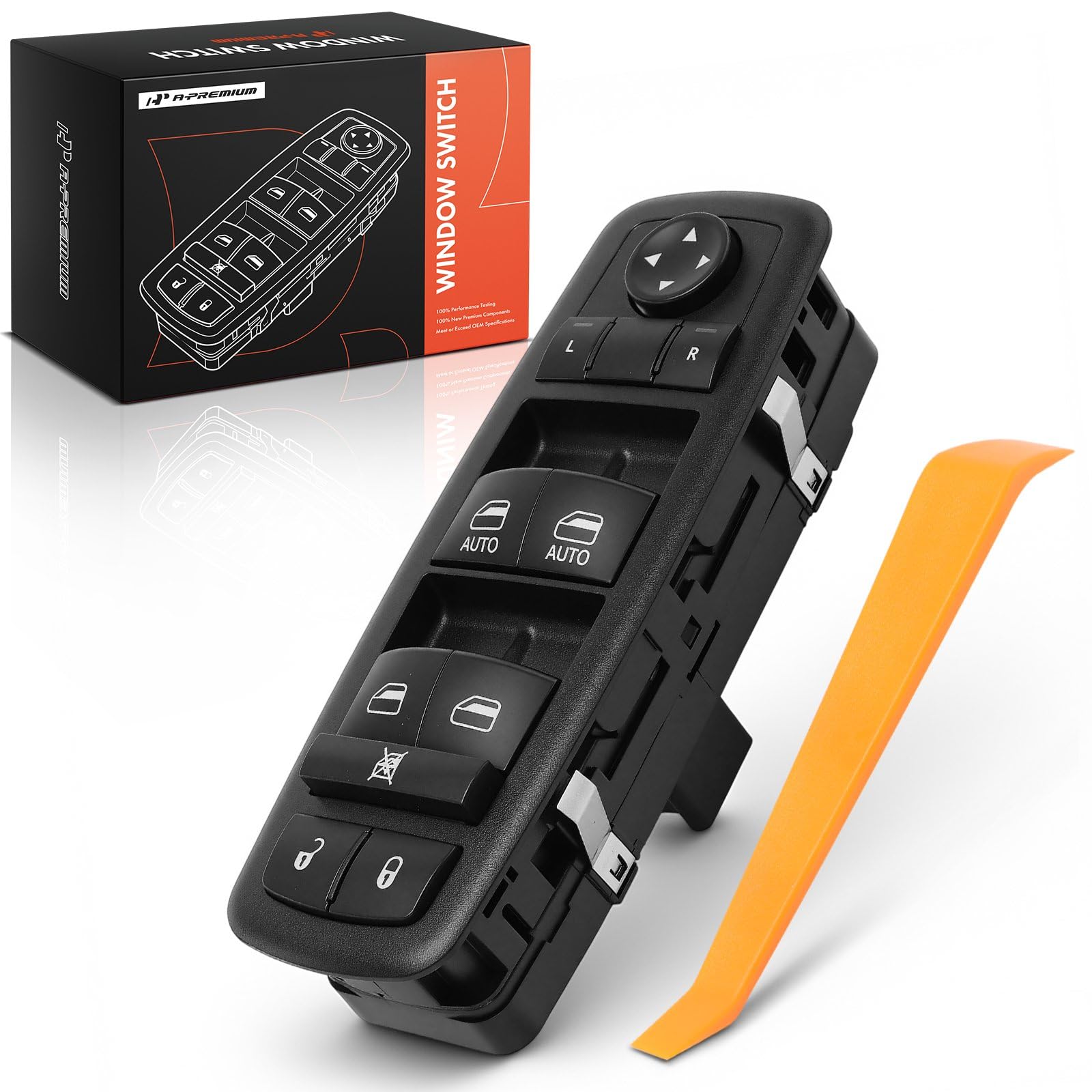 A-Premium front view of switch showing buttons and fit benefit