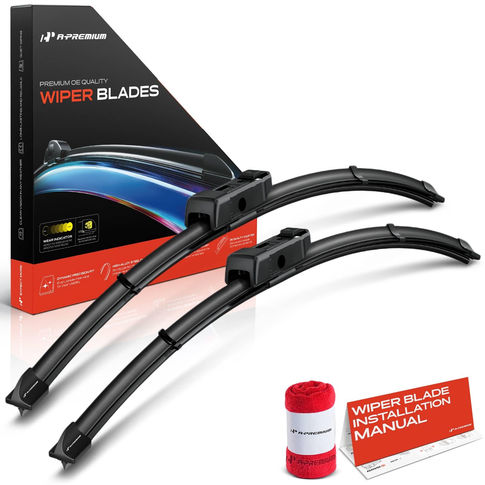 A-Premium front packaging showing 24" and 19" blades and benefits