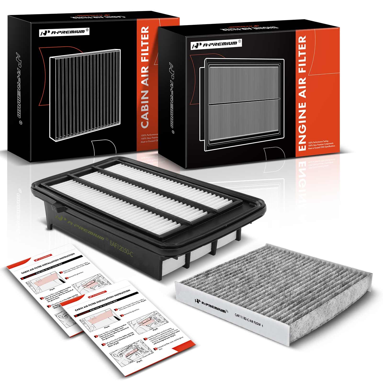 A-Premium boxed 2-pack showing both filters and fitment list for convenience