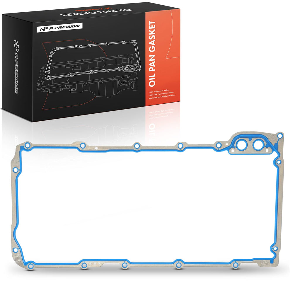 A-Premium front view of oil pan gasket showing full shape and fit benefit