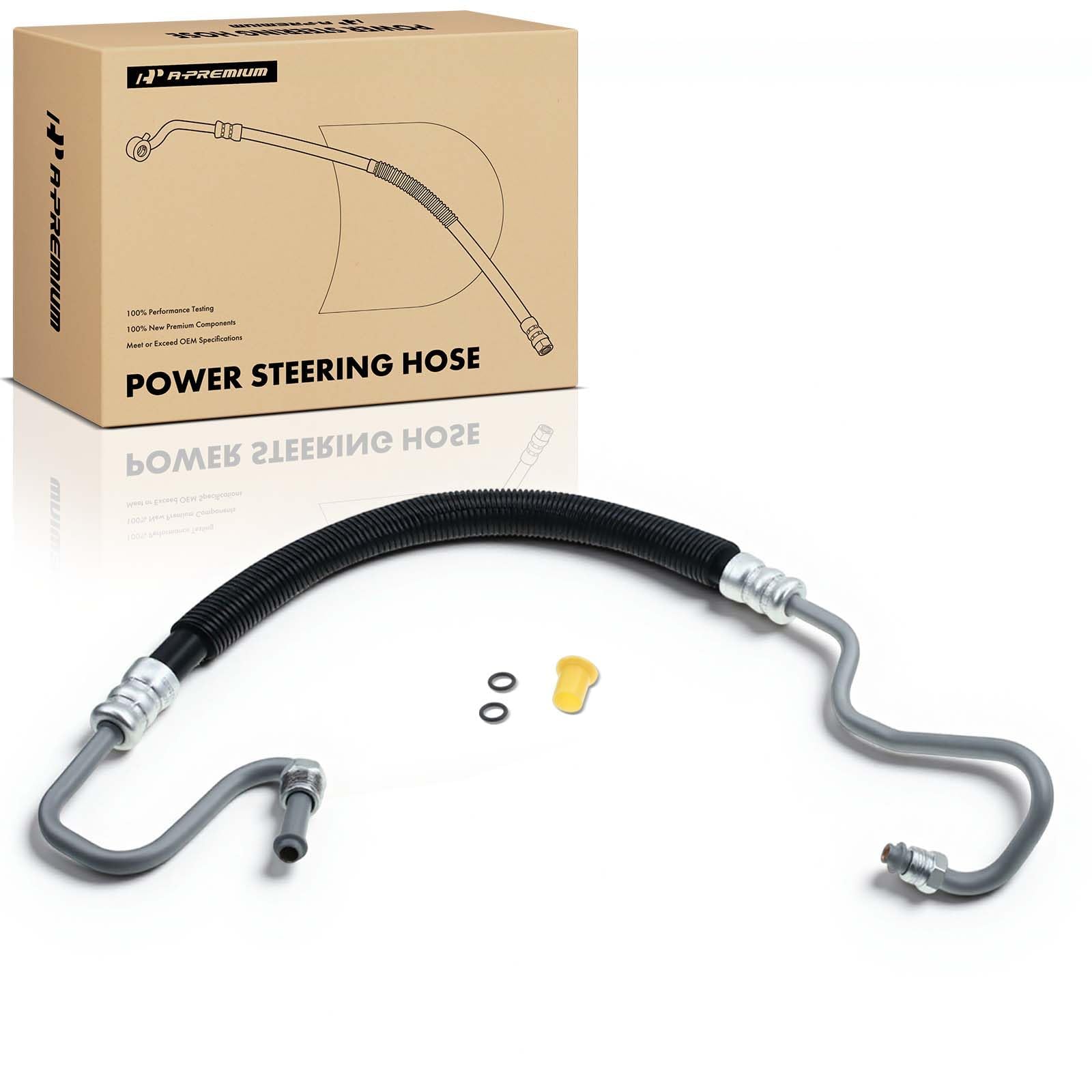 A-Premium front packaging showing pump-to-gear hose, clear replacement benefit