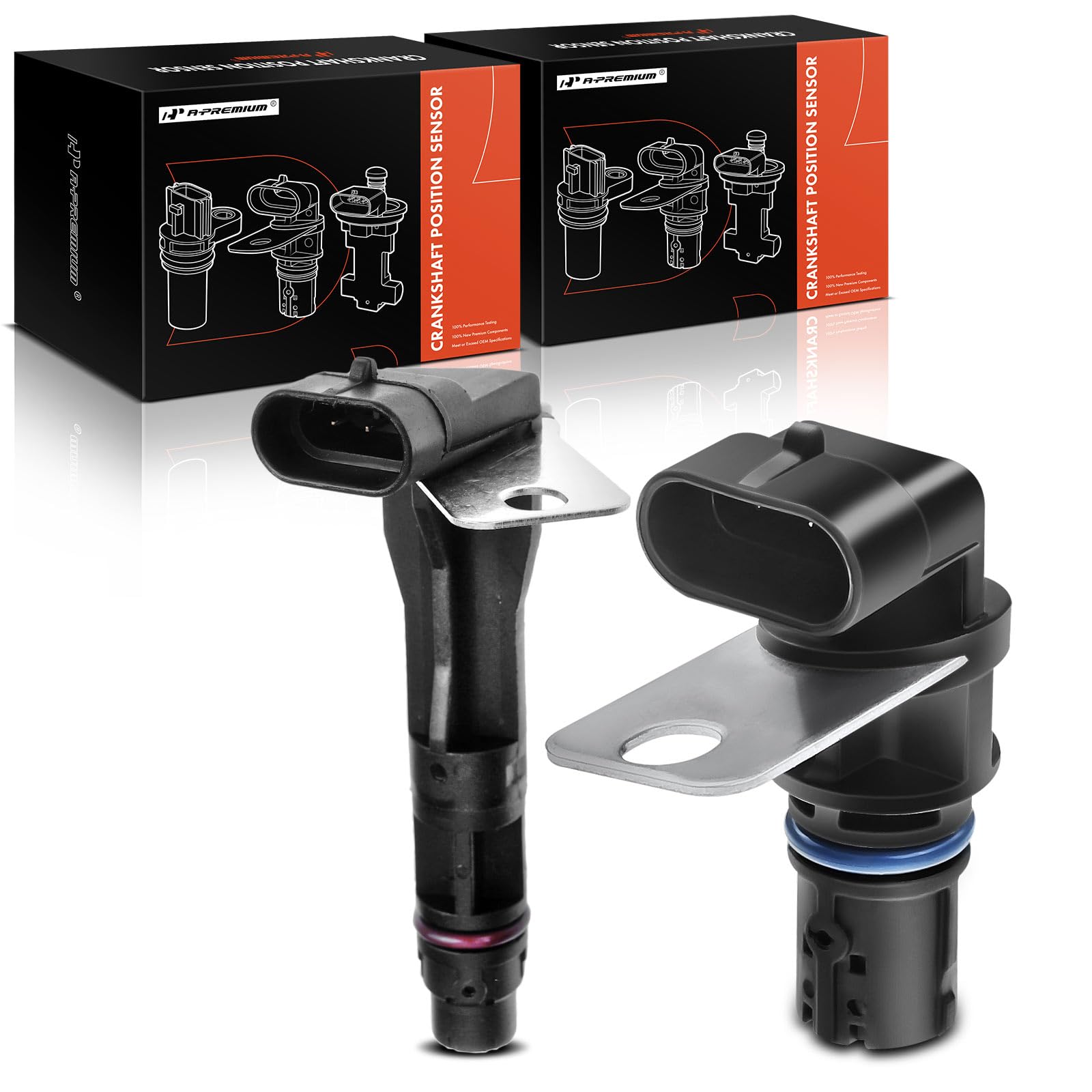 A-Premium front view of boxed camshaft and crankshaft sensors showing complete kit benefit