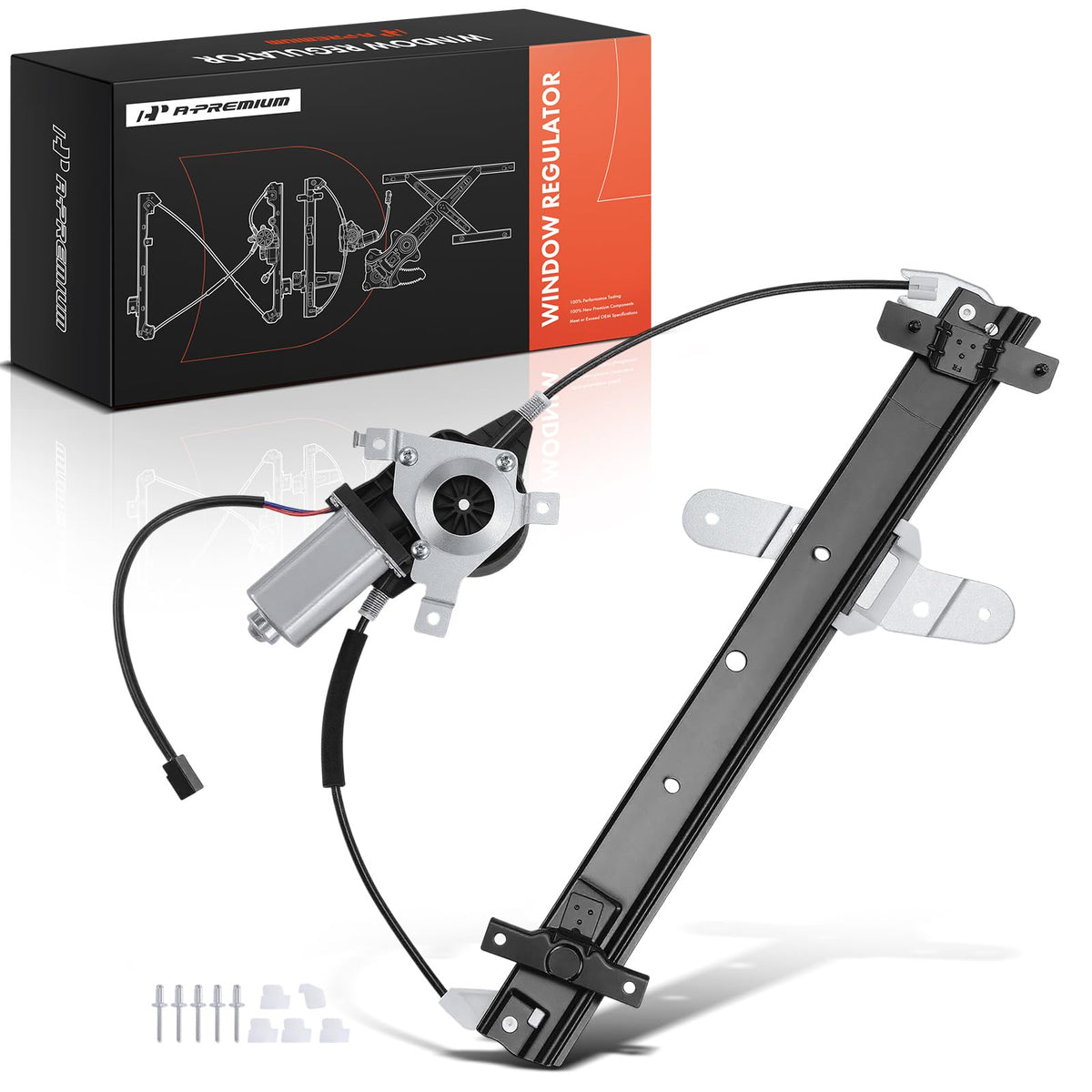 A-Premium front passenger regulator front view showing full assembly and reliable fit