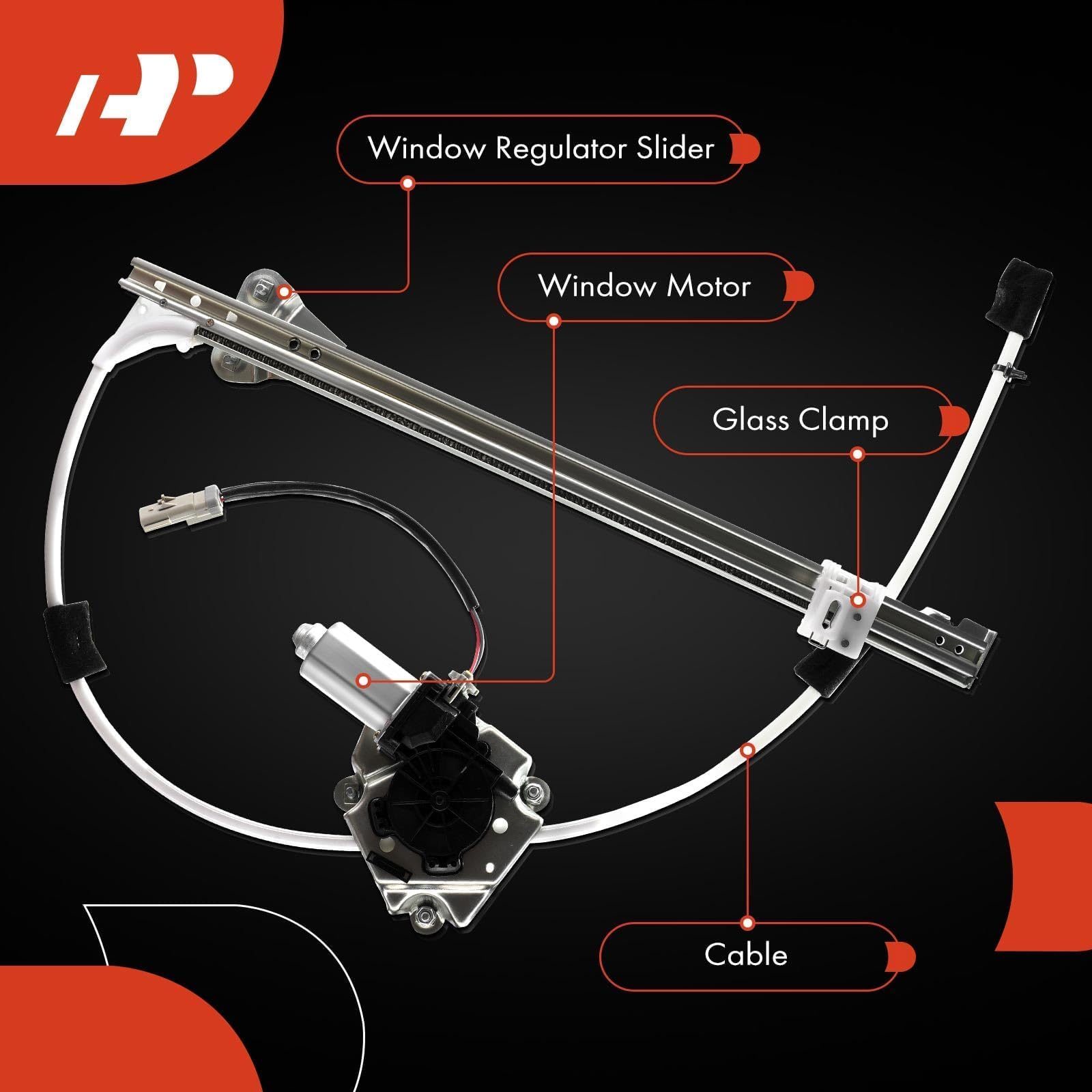 A-Premium track and gear detail emphasizing smooth, consistent window movement