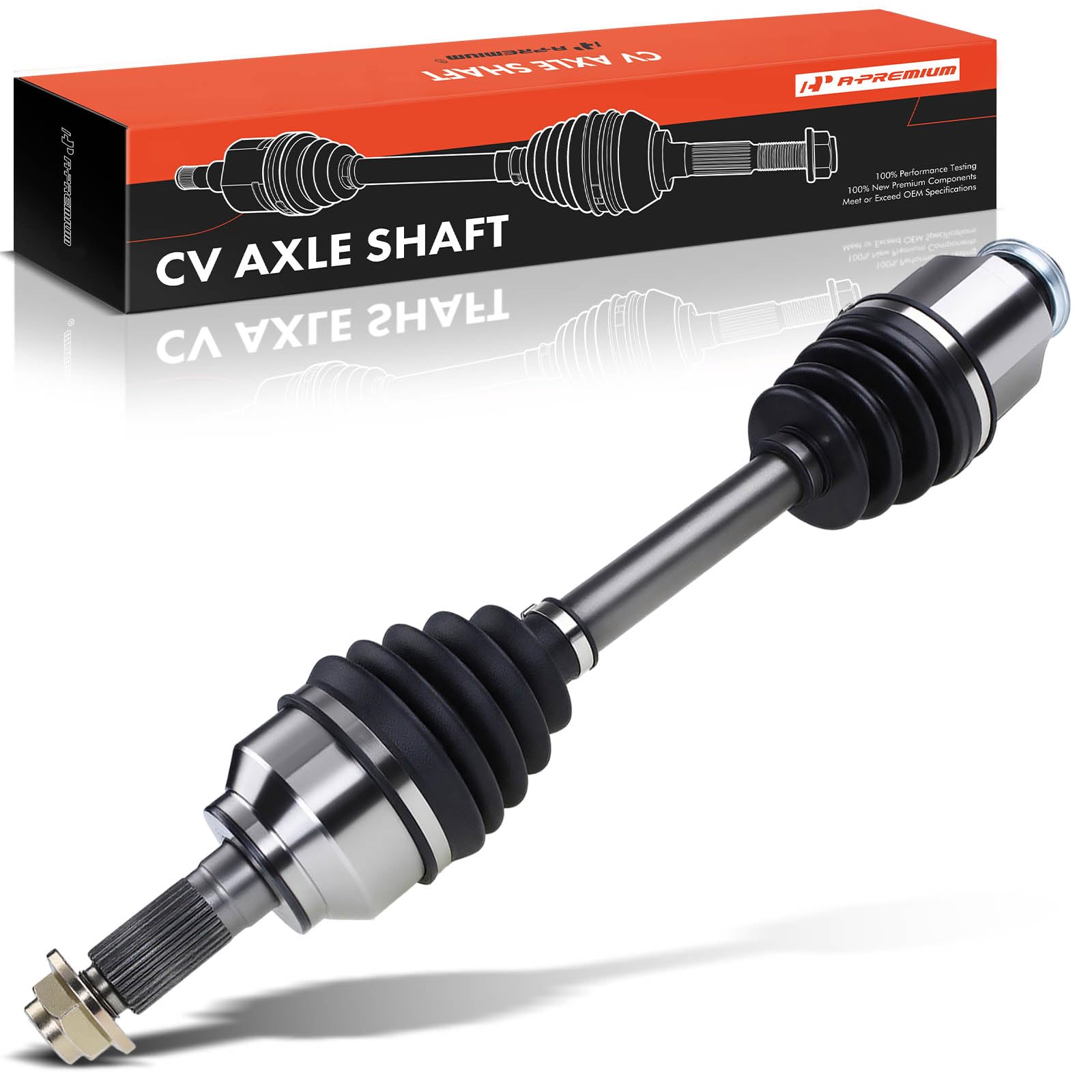 A-Premium front right axle assembly overview showing a direct-fit replacement benefit