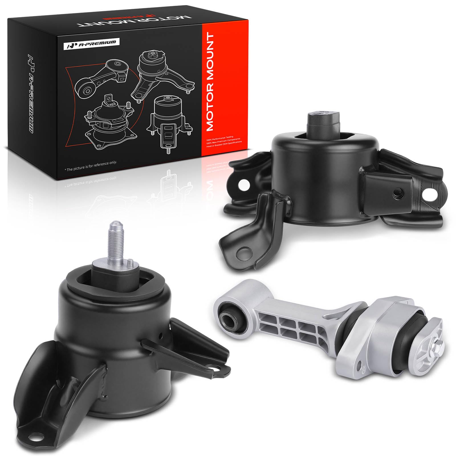 A-Premium front right motor mount packaging showing fitment benefit