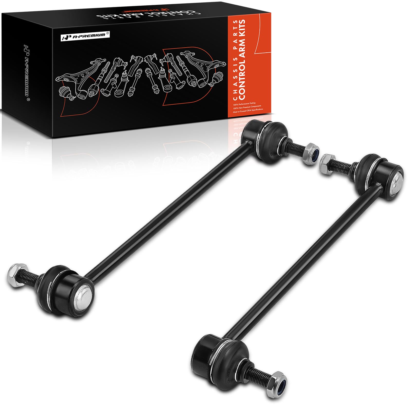 A-Premium front view of sway bar link showing fit and finish for quick identification