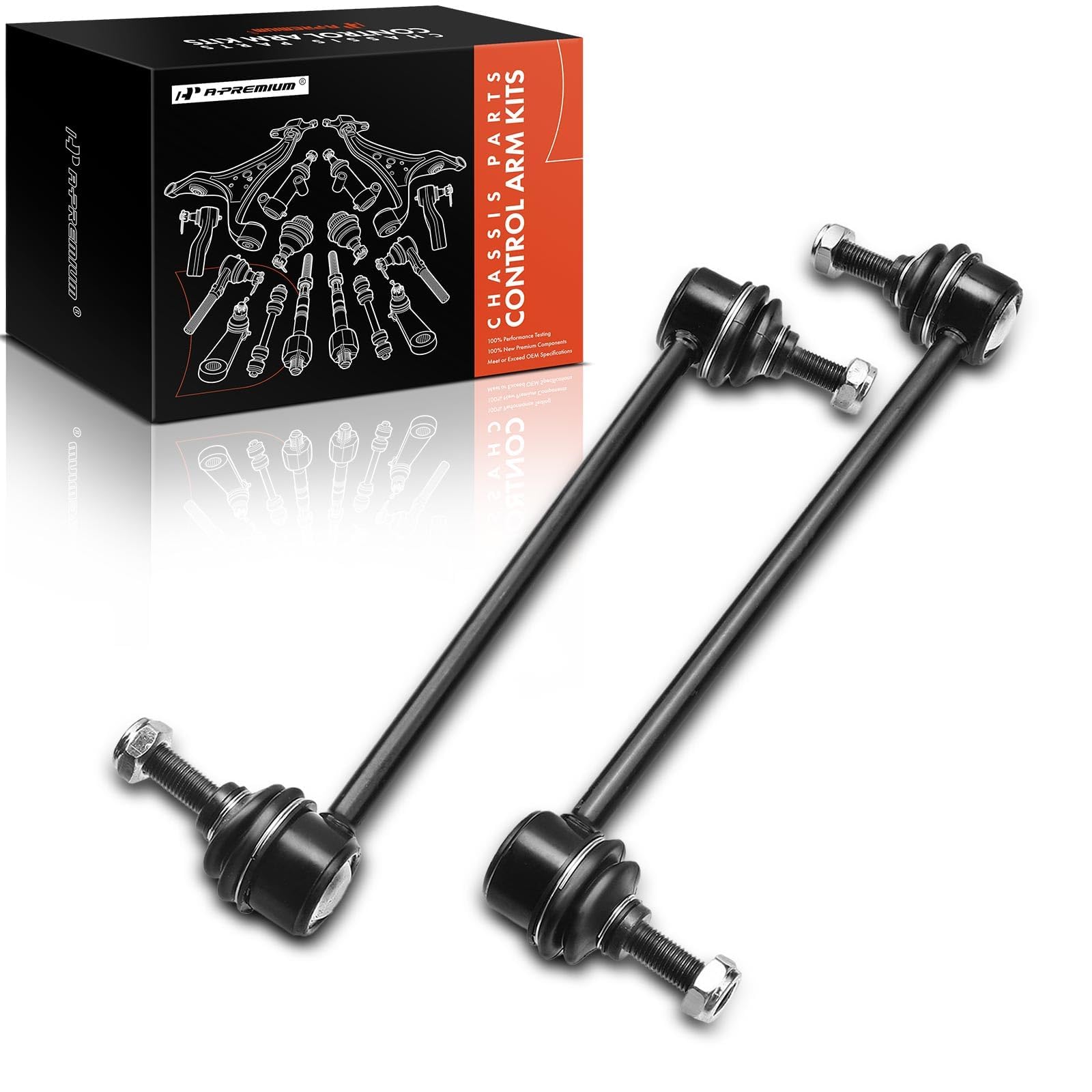A-Premium front sway bar link front view showing robust construction and fit