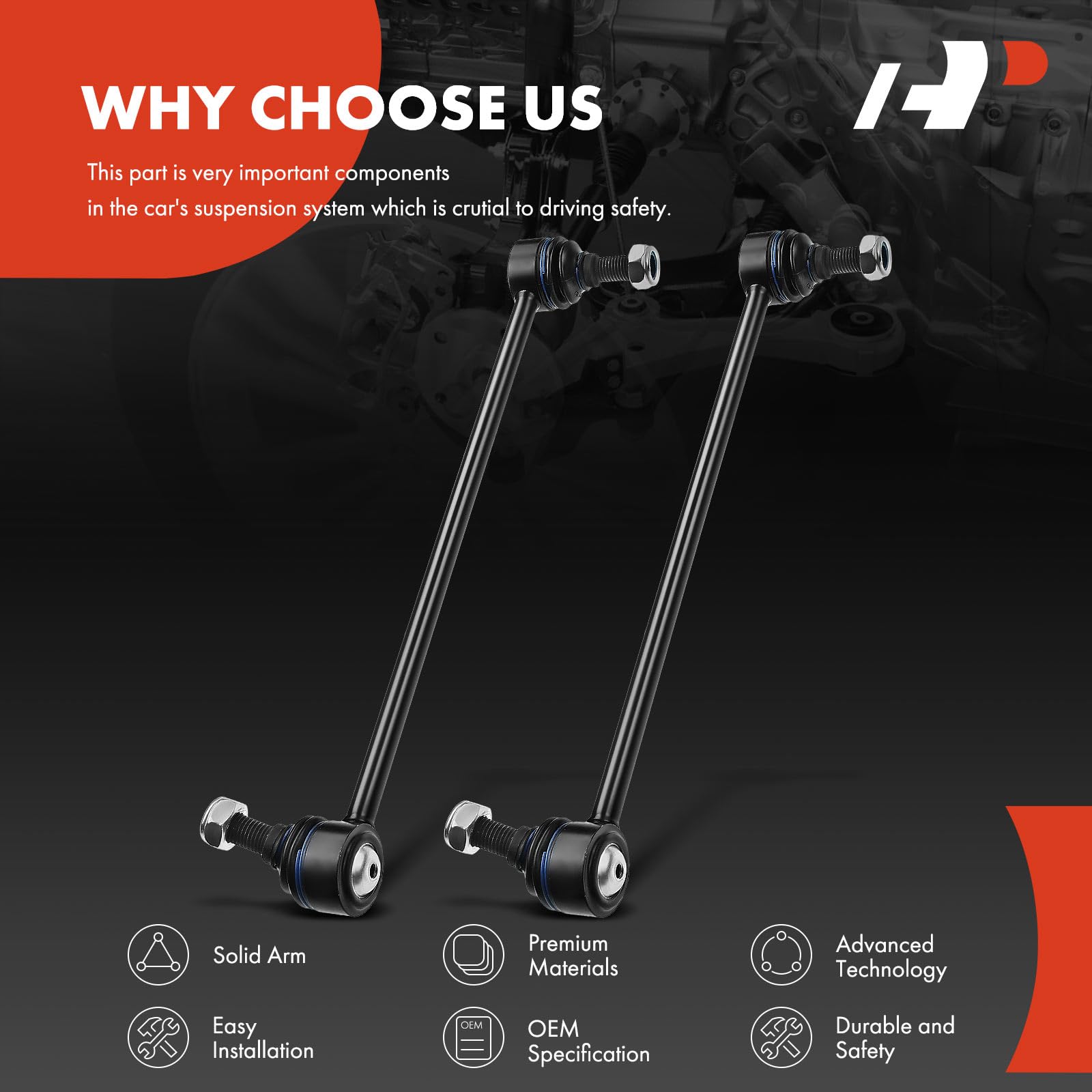 A-Premium link installed on vehicle suspension showing restored handling