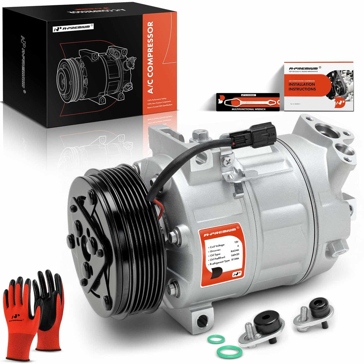 A-Premium compressor front view showing complete assembly and quick replacement benefit