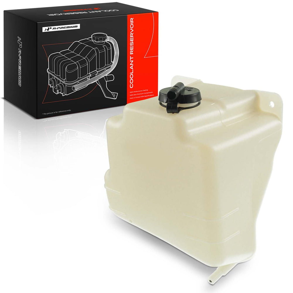 A-Premium front view overflow tank showing mounting points and OEM fit