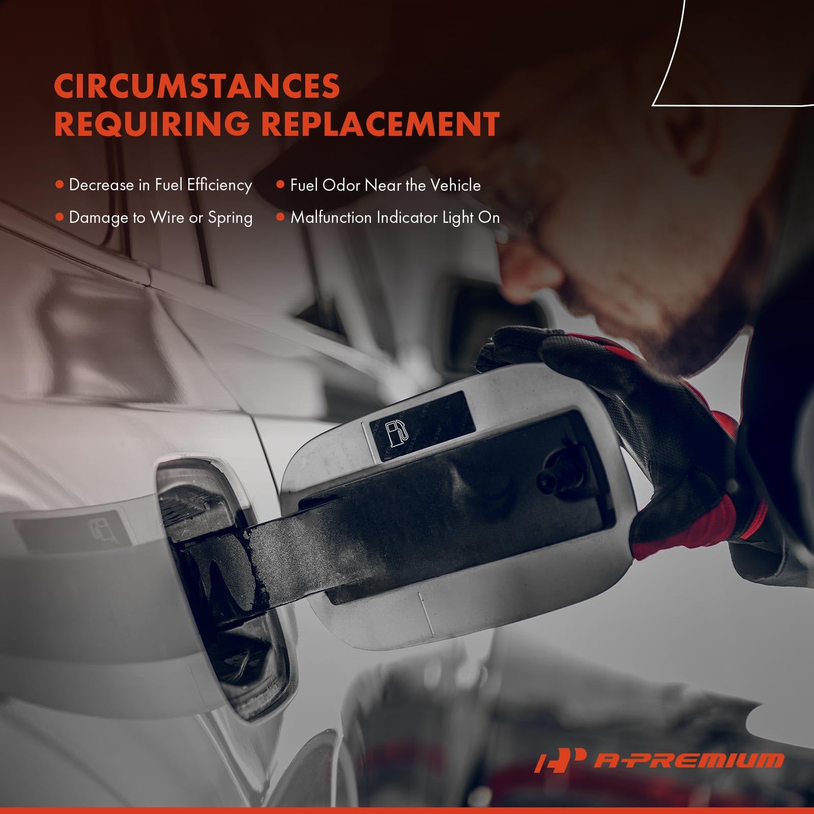 A-Premium cap installed on a Hyundai fuel door replacing a missing cap