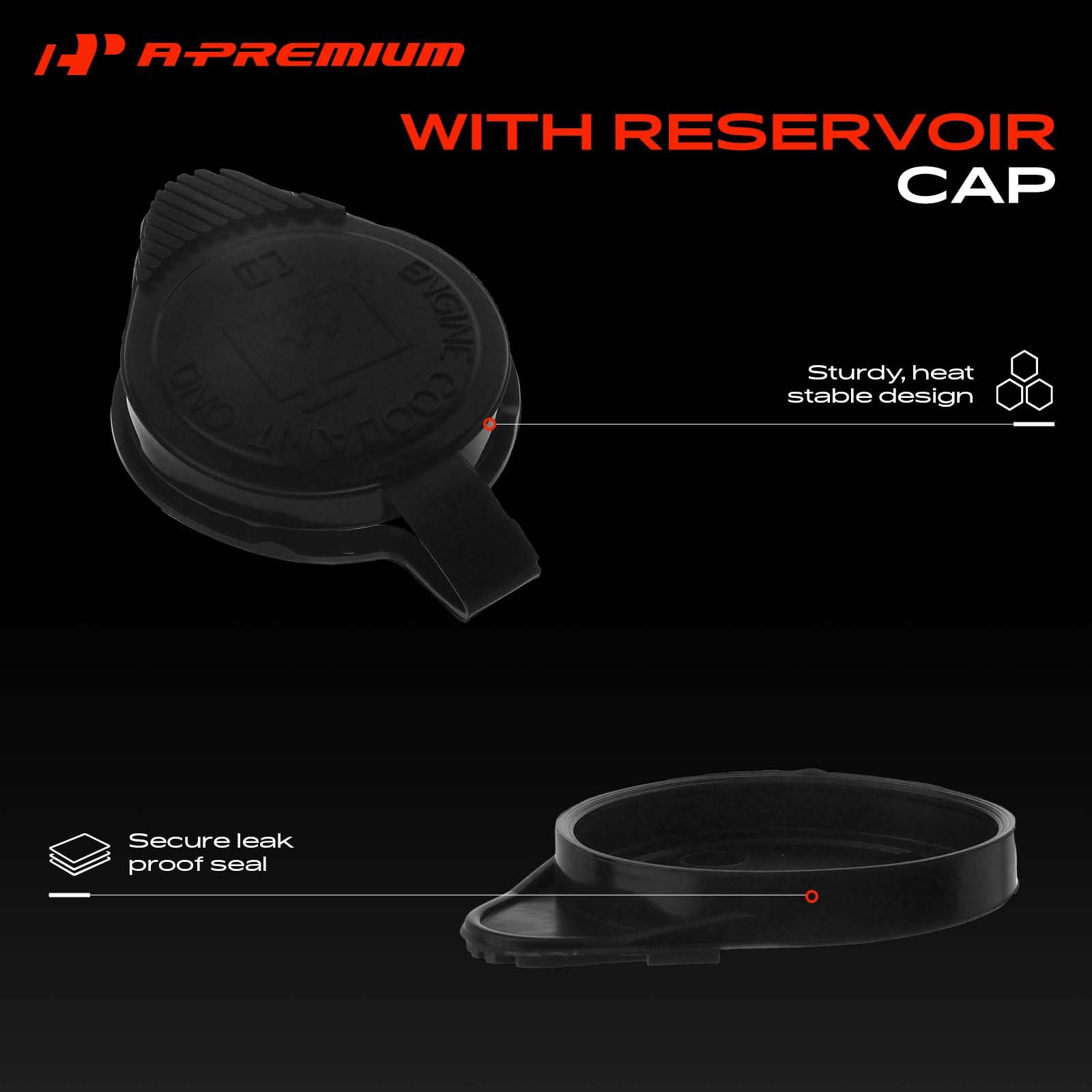 A-Premium hose connection ports visible, ensures secure coolant line attachments