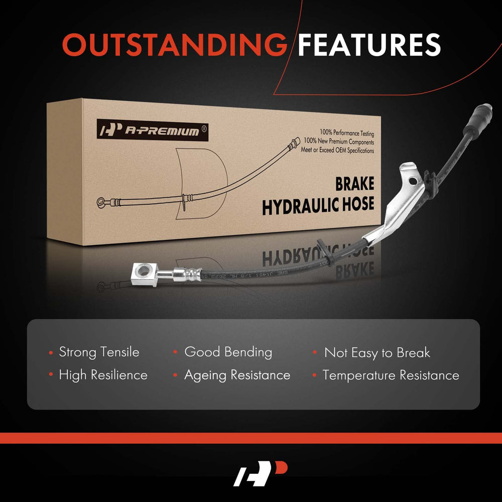 A-Premium hose installed on vehicle front left illustrating correct placement and fitment
