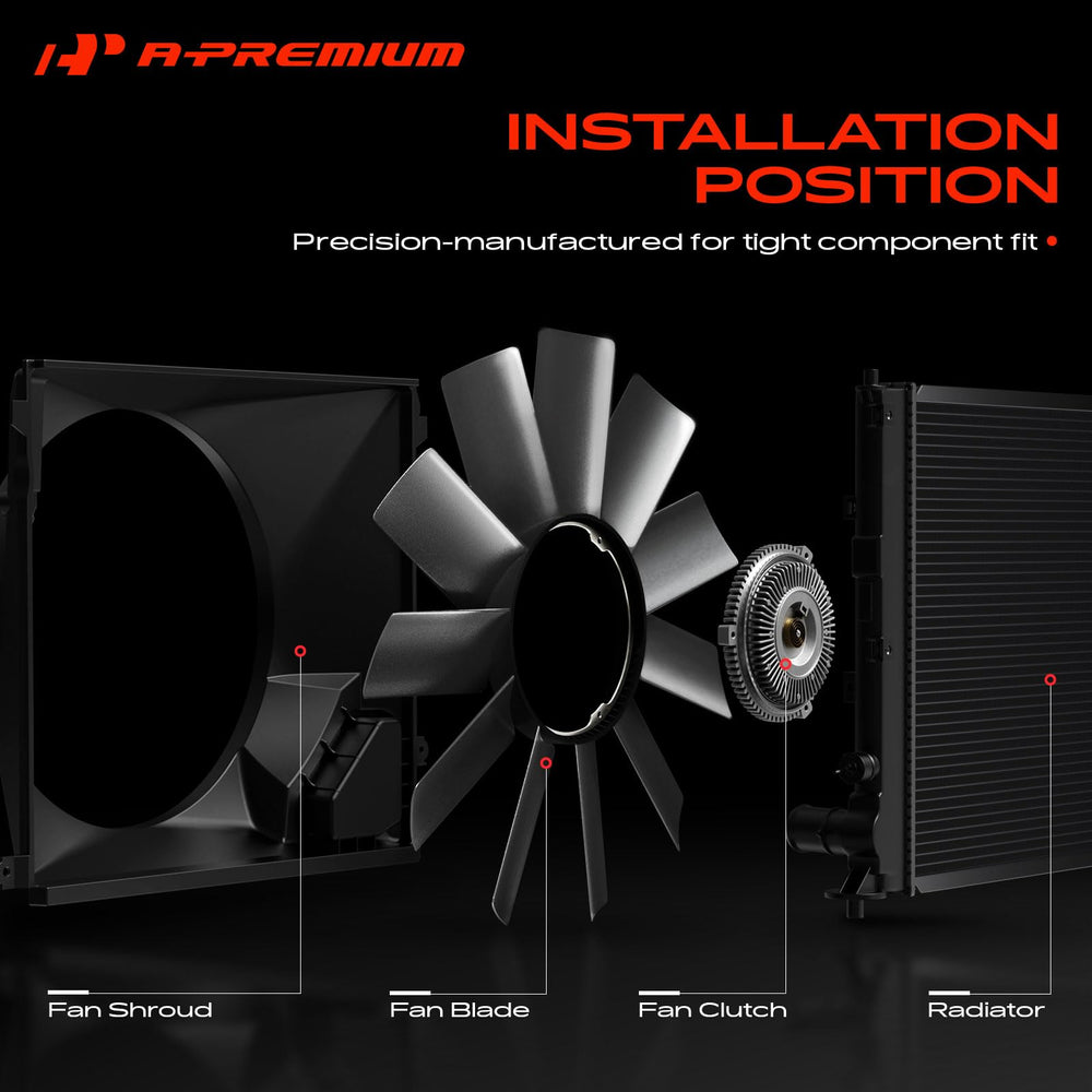 A-Premium fan blade installed in engine bay demonstrating correct fit