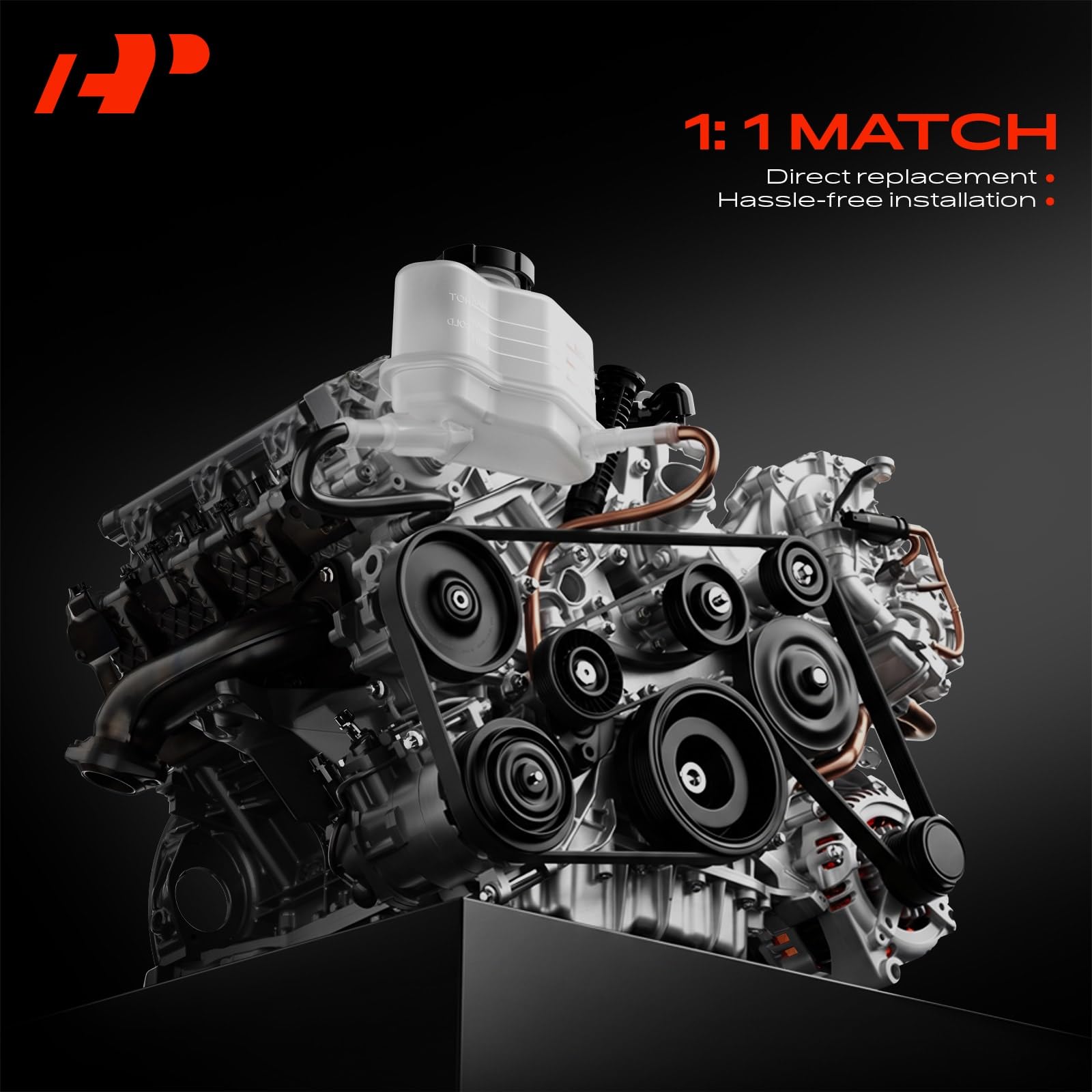A-Premium reservoir installed under hood showing direct-fit replacement benefit
