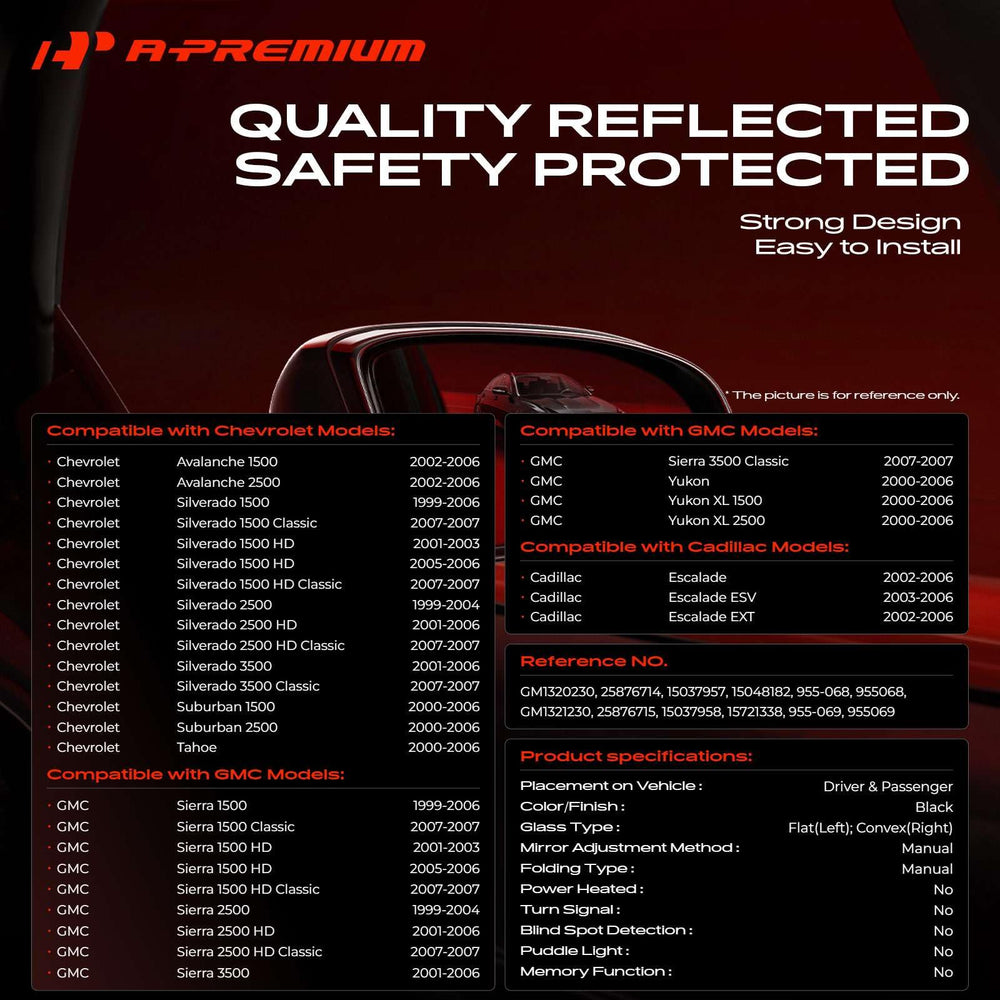 A-Premium close-up of left flat glass for accurate rear view benefit