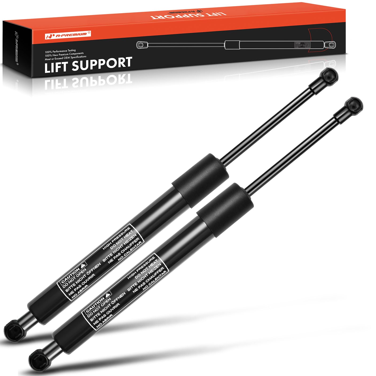 A-Premium pair front view showing both rear trunk lift supports and reliable replacement benefit