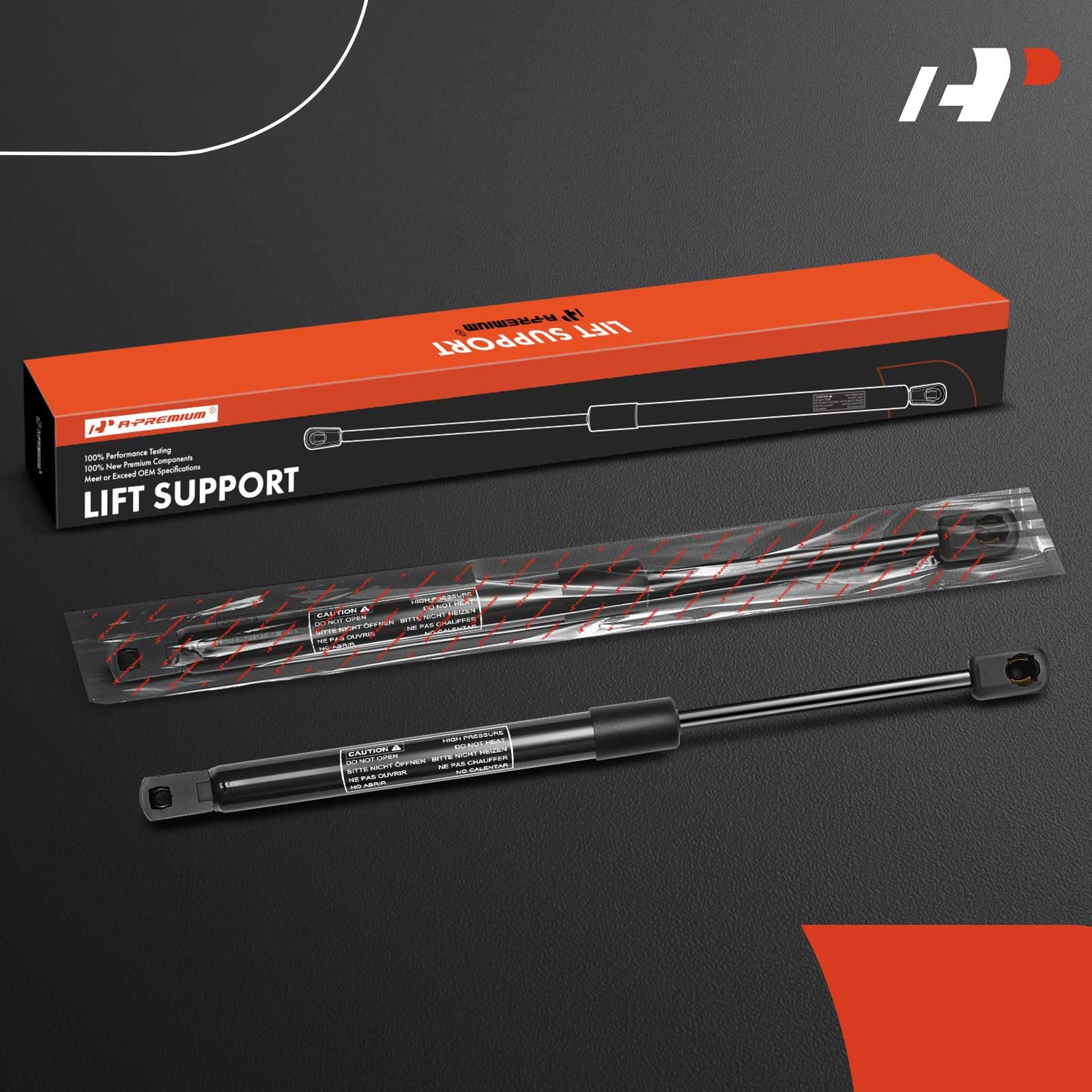 A-Premium front hood lift supports displayed front view for easy fit identification