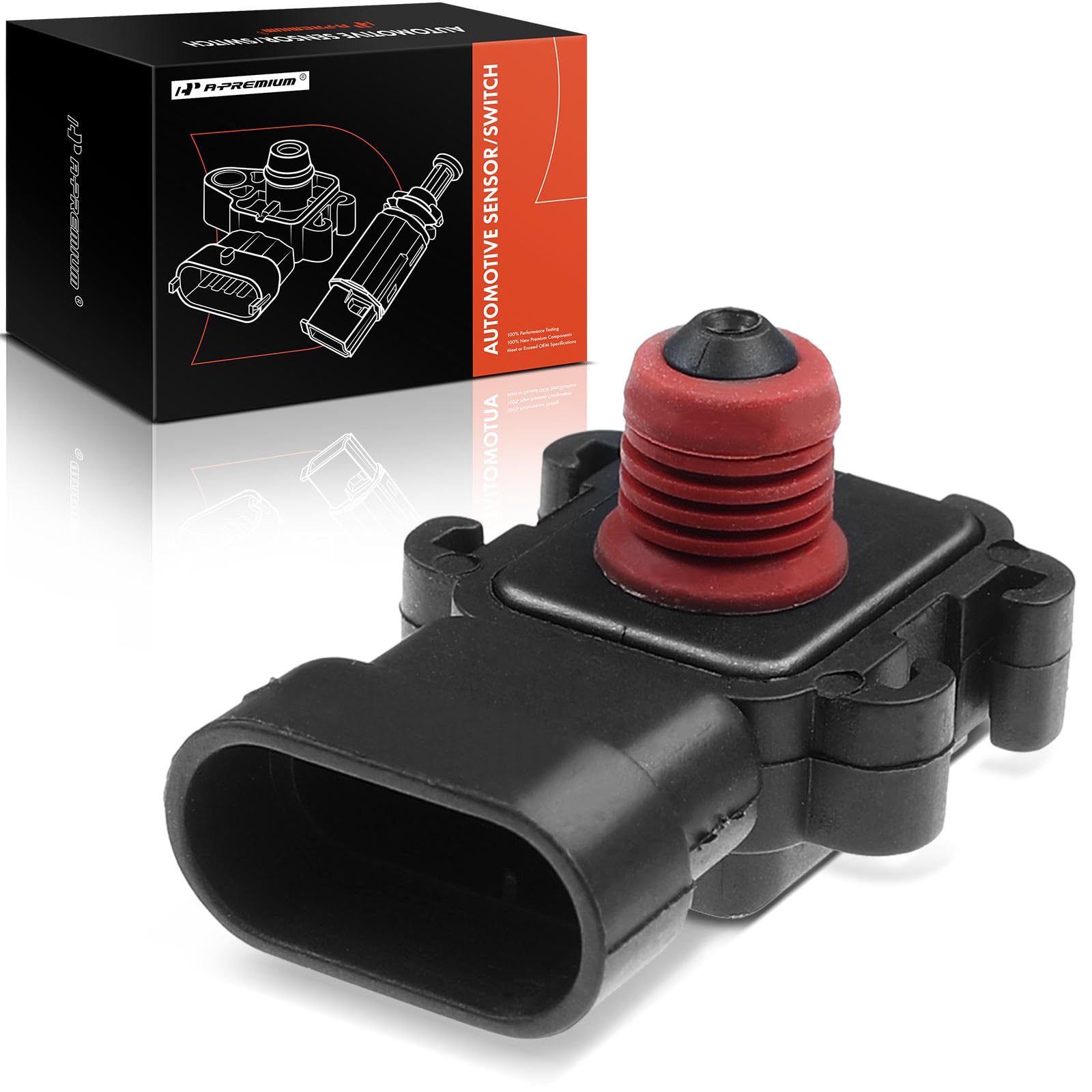 A-Premium MAP sensor front view showing compact design and direct-fit replacement benefit