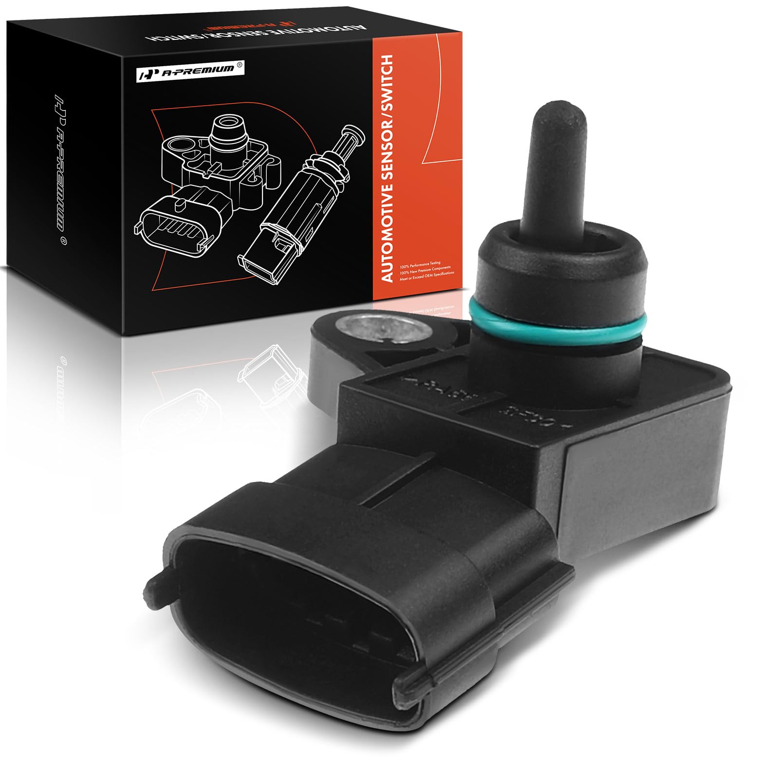 A-Premium MAP sensor front view showing compact direct-fit design and reliable replacement