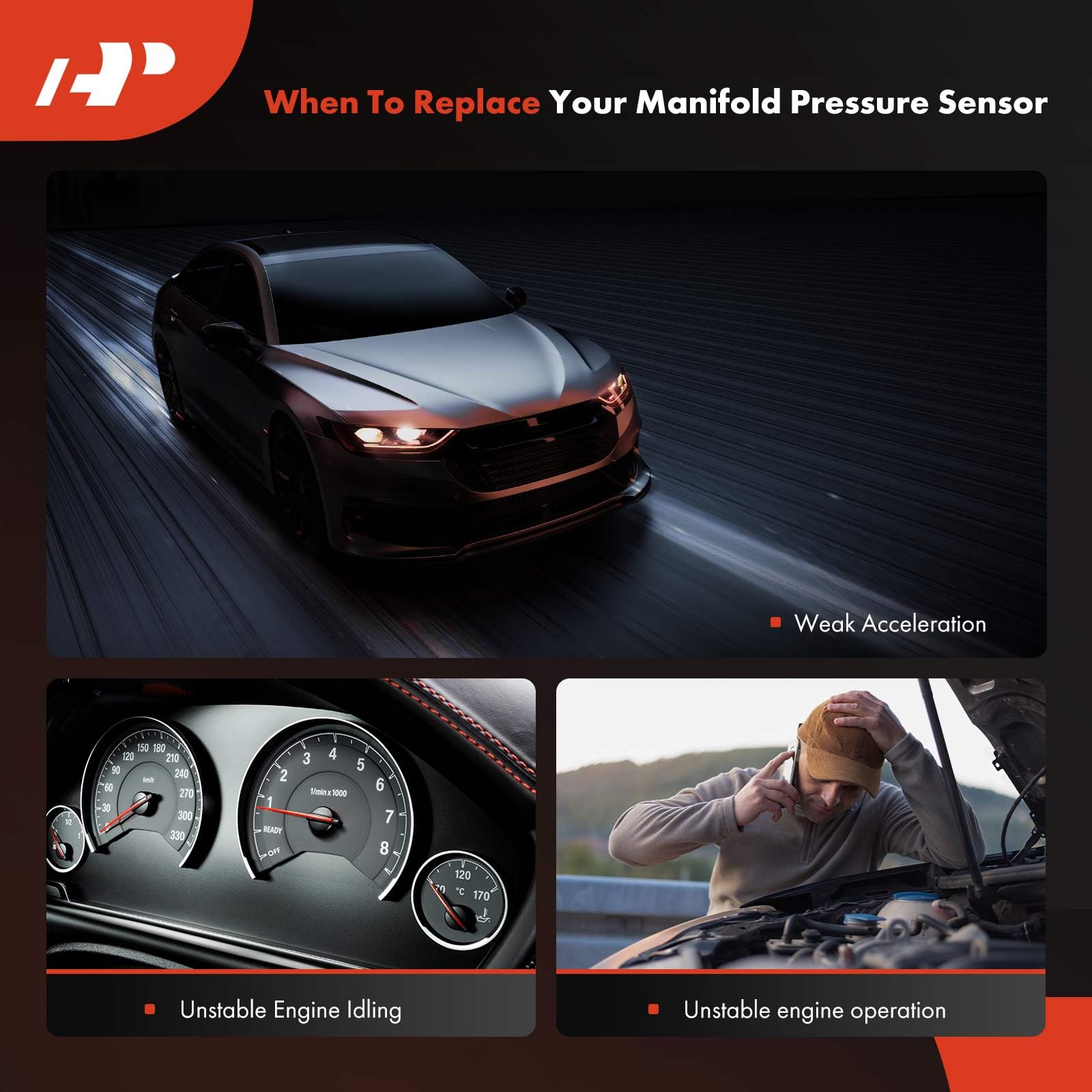 A-Premium MAP sensor beside ruler for scale showing compact size and simple handling