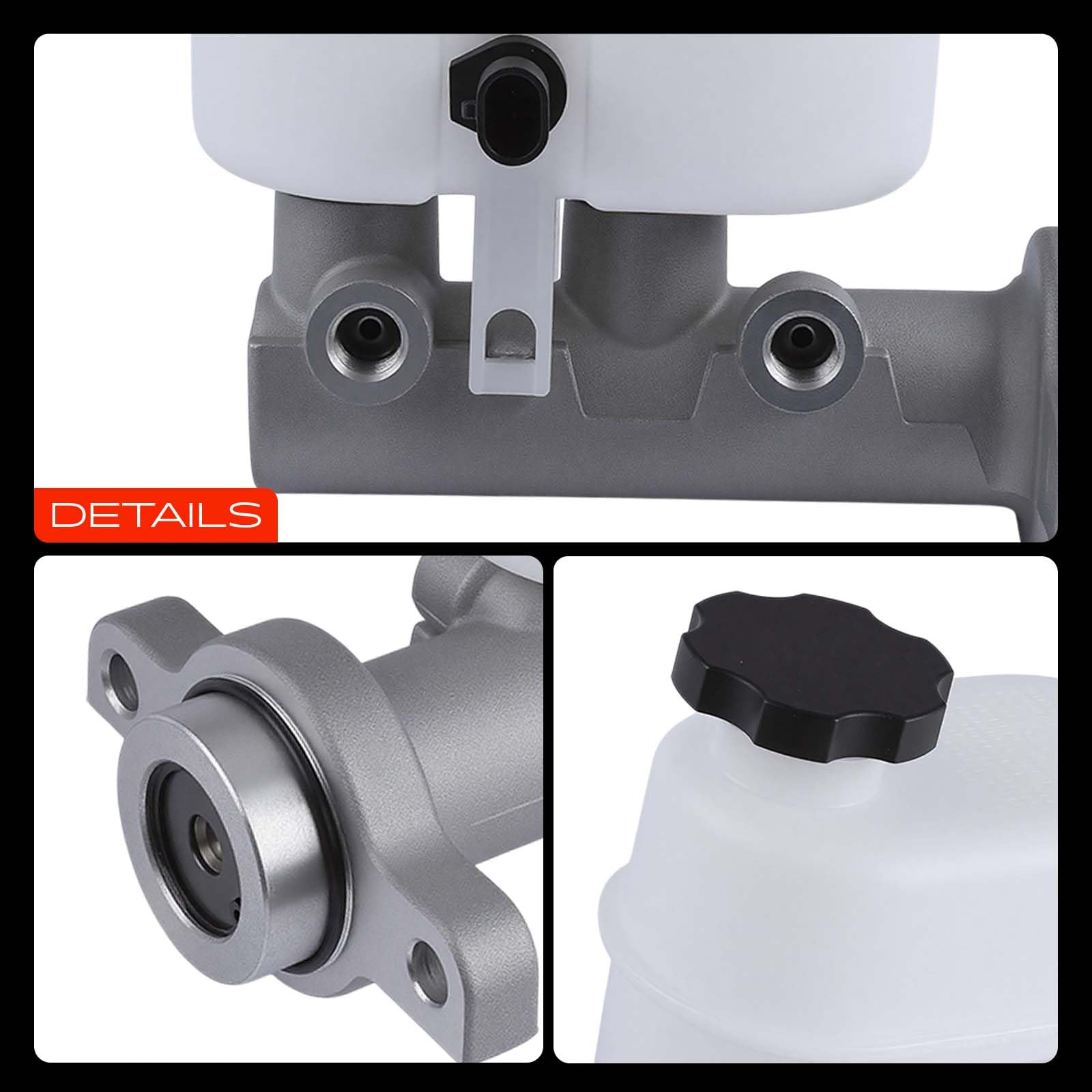A-Premium master cylinder material texture closeup showing durable aluminum alloy construction
