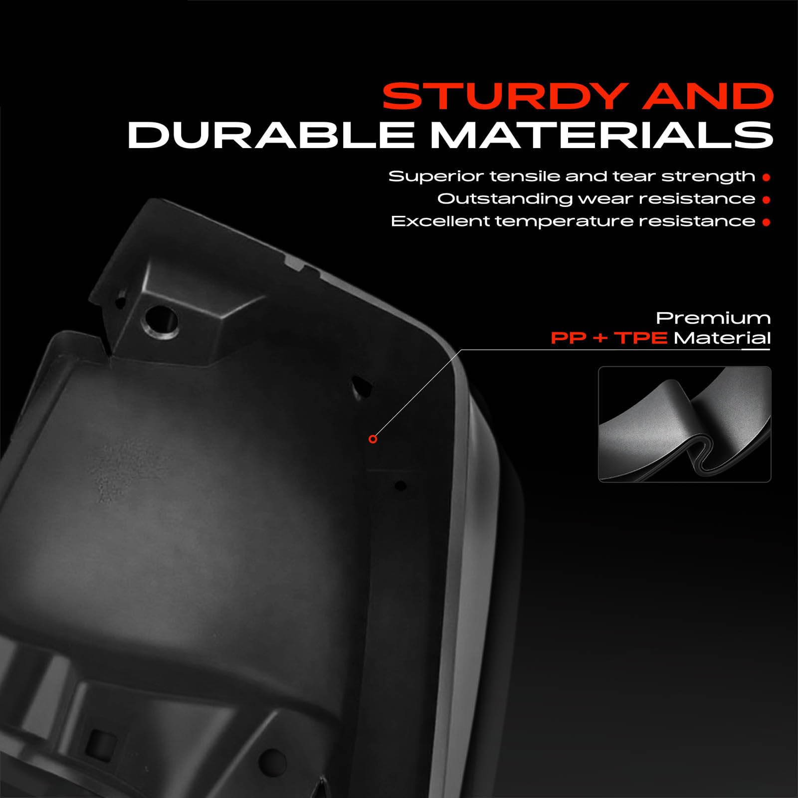 A-Premium mud flap mounted front left wheel well protecting paint