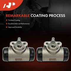 A-Premium wheel cylinder mounted on axle next to ruler for accurate size comparison benefit